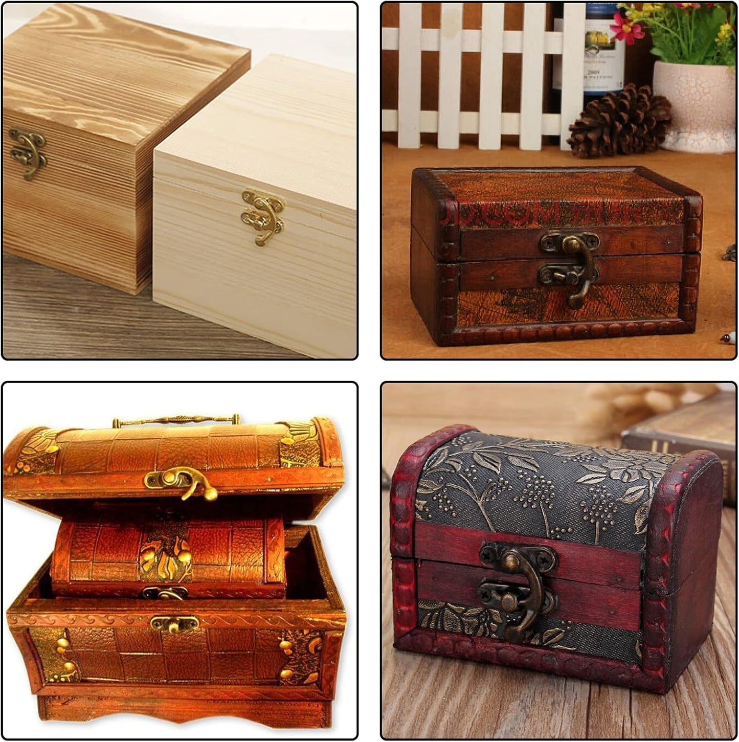 Set of 10 Antique Gold Latch Hooks for Jewelry Boxes, Toolboxes, and Suitcases