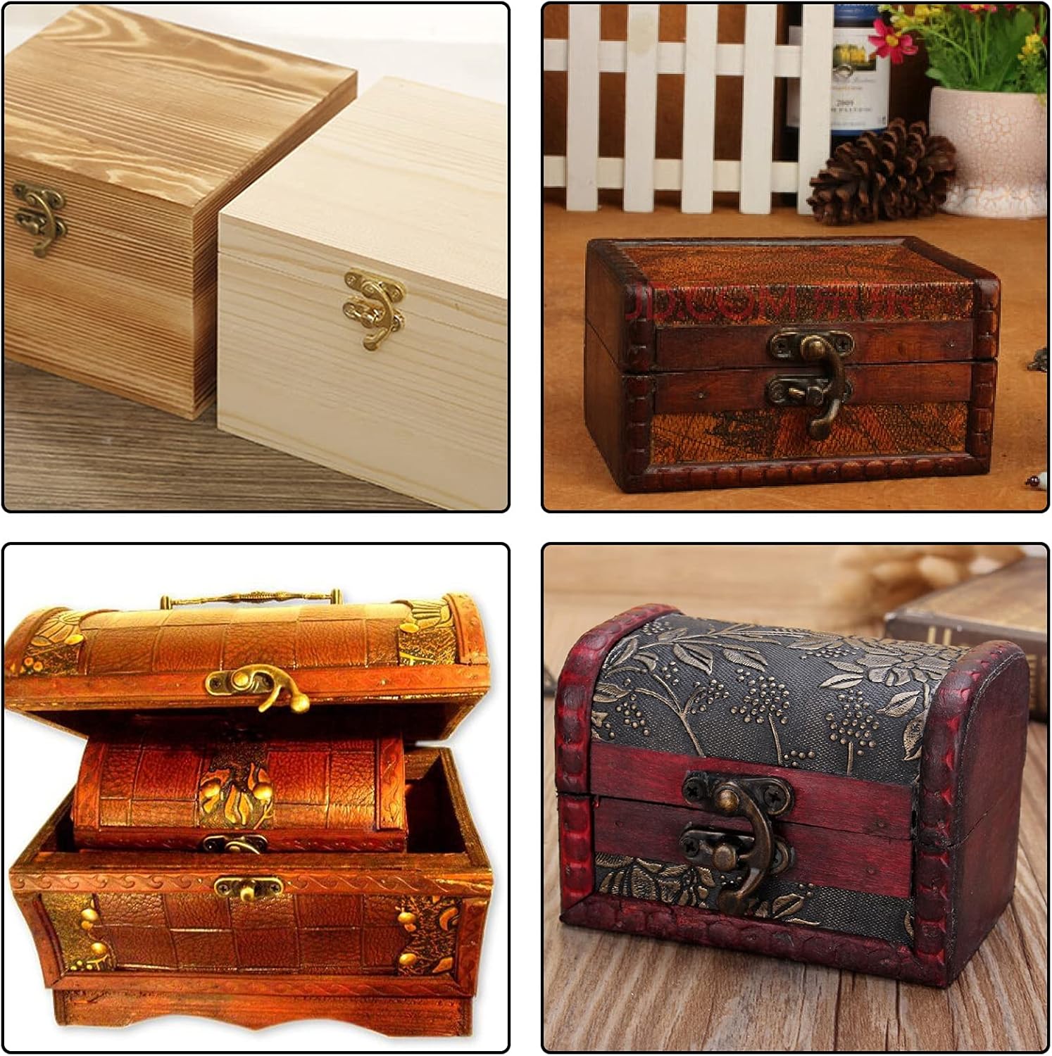 Set of 10 Antique Gold Latch Hooks for Jewelry Boxes, Toolboxes, and Suitcases