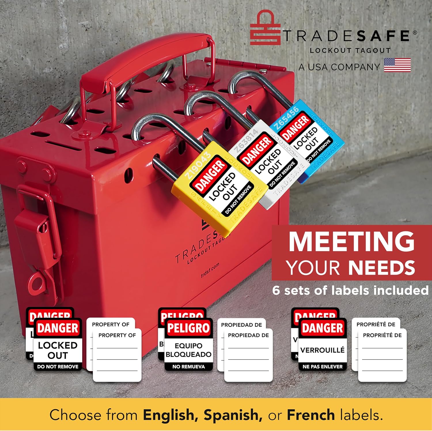 Set of 10 Yellow Keyed Alike Lockout Tagout Padlocks with 2 Keys Per Lock - OSHA Compliant