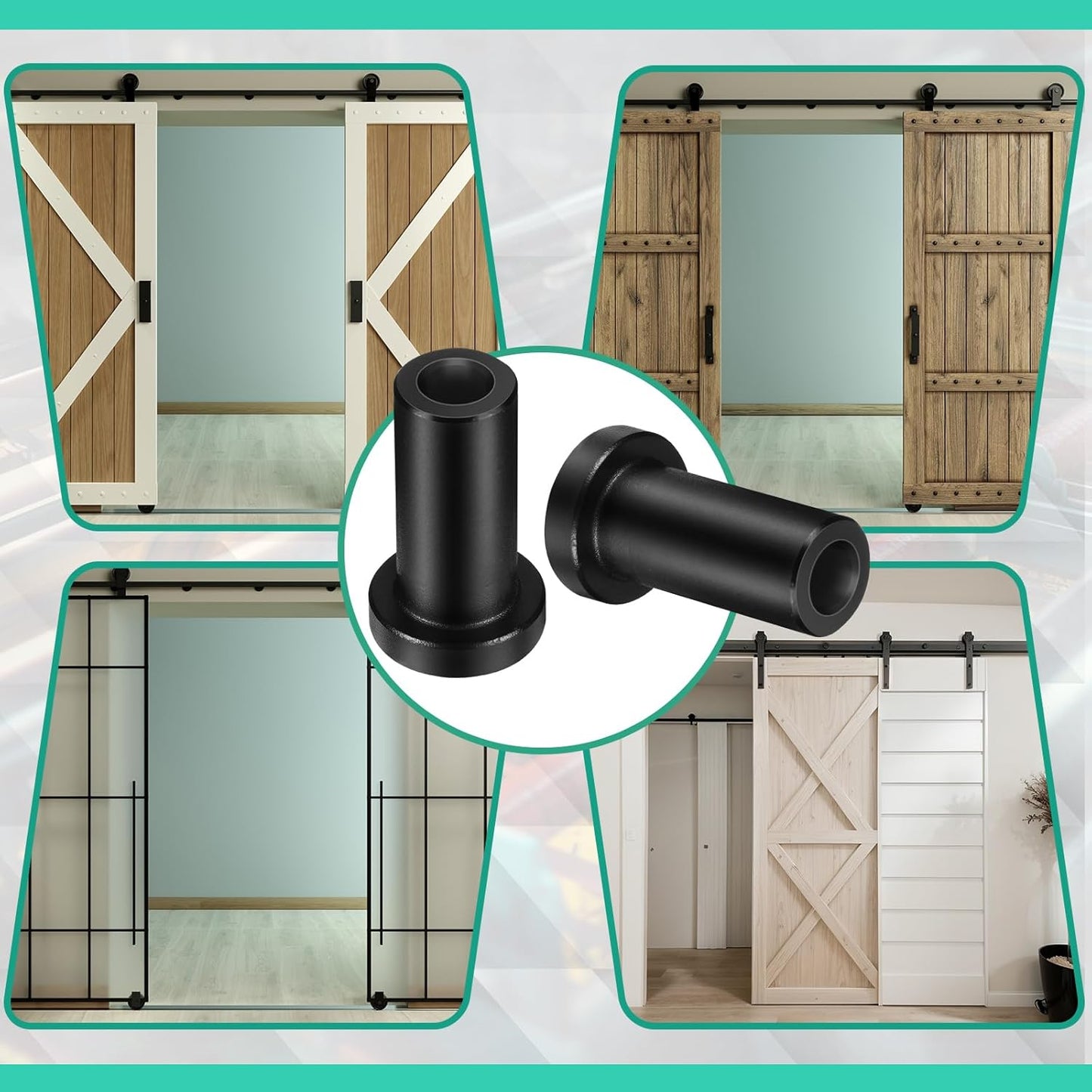 Set of 10 Zonon Barn Door Wall Spacers with Hardware for Track Connection Kit