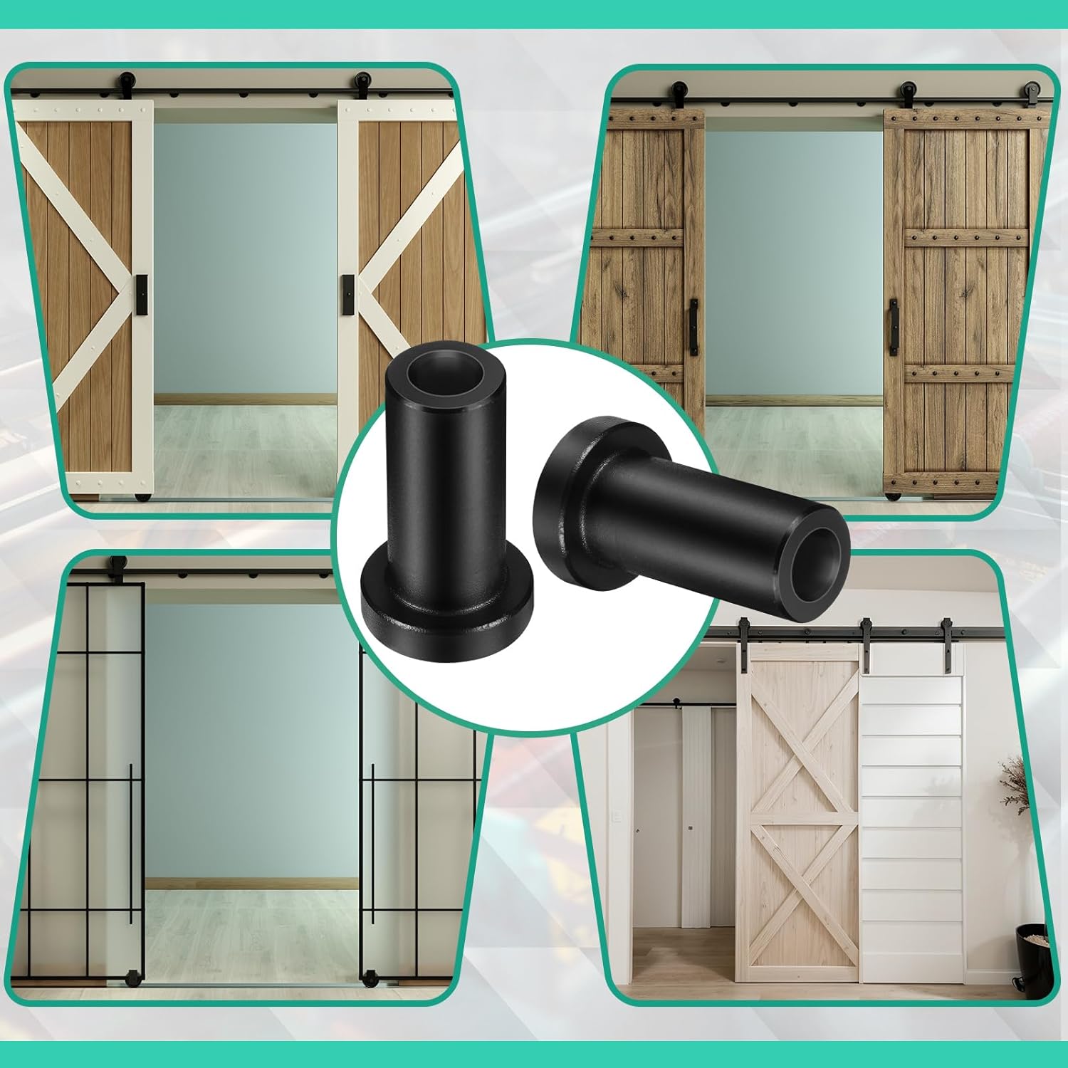 Set of 10 Zonon Barn Door Wall Spacers with Hardware for Track Connection Kit