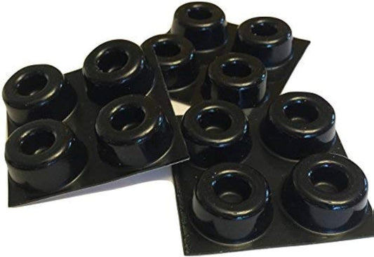Set of 12 Self-Adhesive Small Black Door Knob Bumpers Made in USA - GorillaGrit Isolation Rubber Feet for Speakers, Electronics, Furniture - Wall Protectors