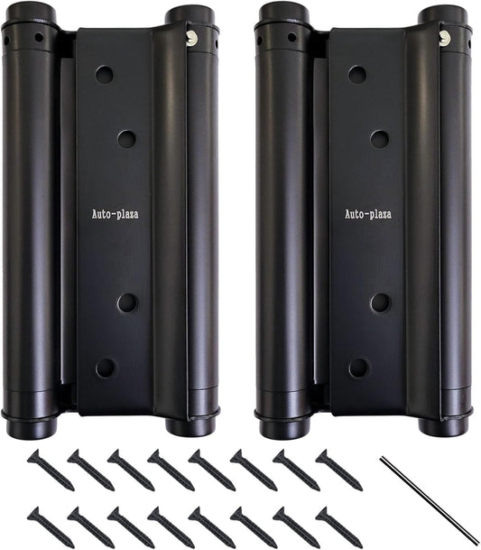 Set of 2 - 6" Cafe Saloon Door Swing Self Closing Double Action Spring Hinge in Black for Auto-Plaza