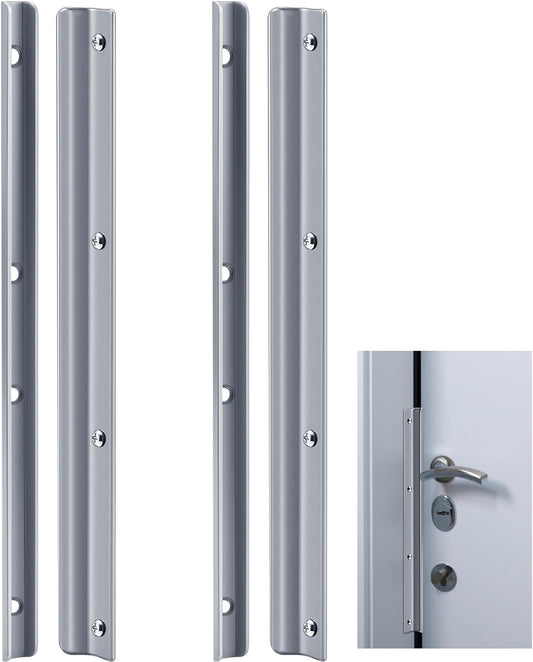 Set of 2 12 Inch Steel Door Latch Guard Plates - Gray Painted Shield for Swing-in Doors - Easy Installation for Enhanced Security Strike Protection