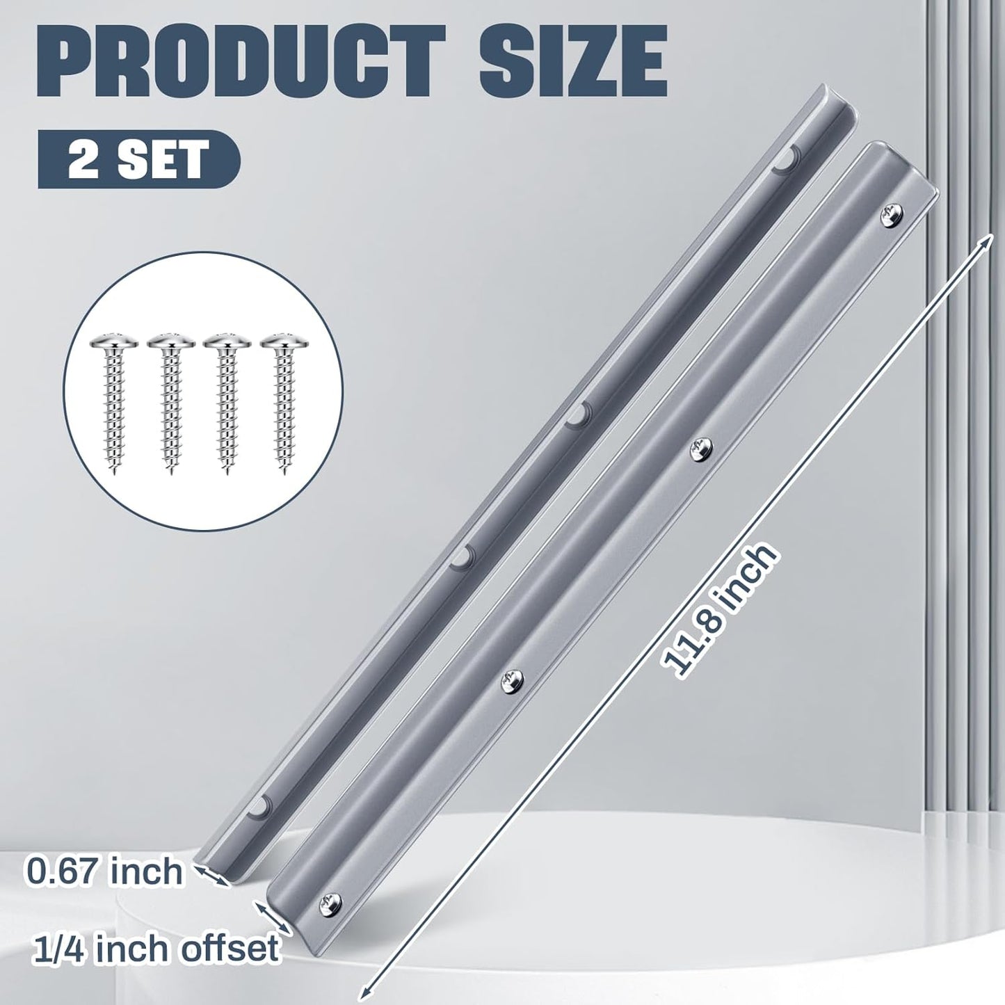 Set of 2 12 Inch Steel Door Latch Guard Plates - Gray Painted Shield for Swing-in Doors - Easy Installation for Enhanced Security Strike Protection