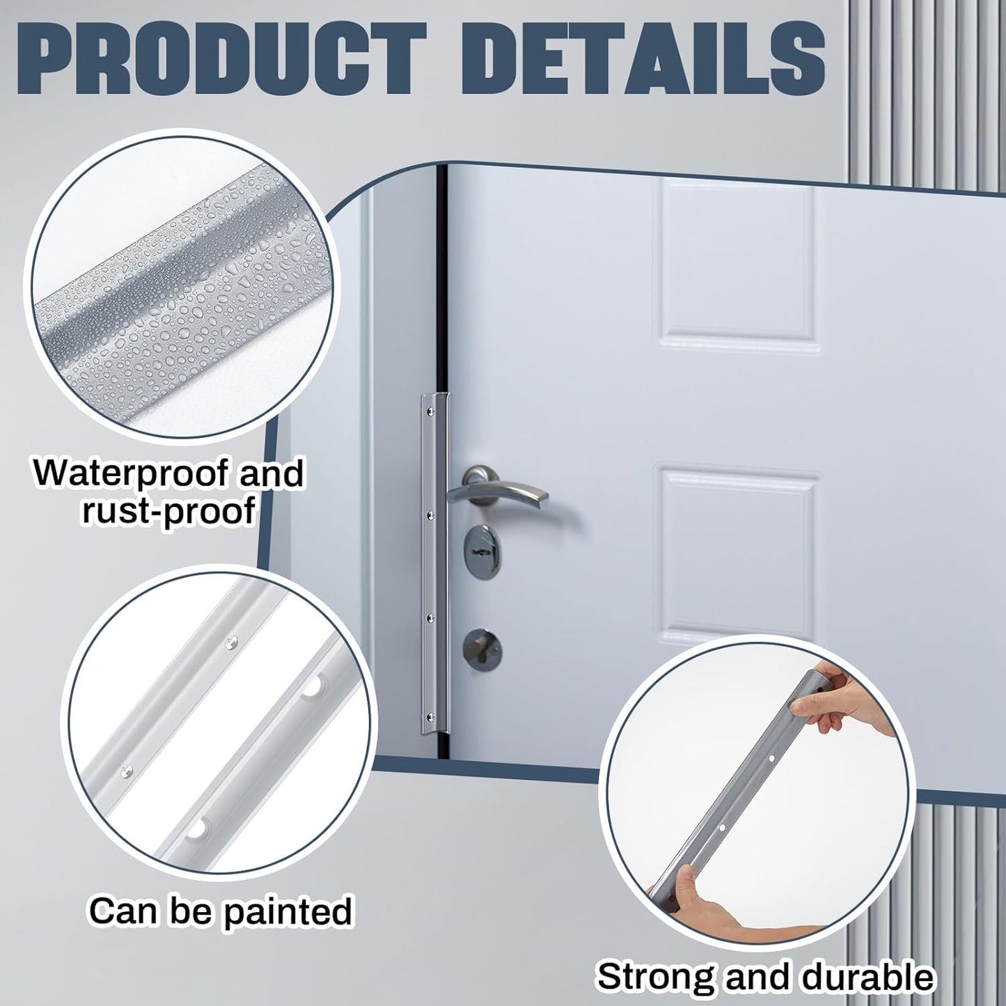 Set of 2 12 Inch Steel Door Latch Guard Plates - Gray Painted Shield for Swing-in Doors - Easy Installation for Enhanced Security Strike Protection