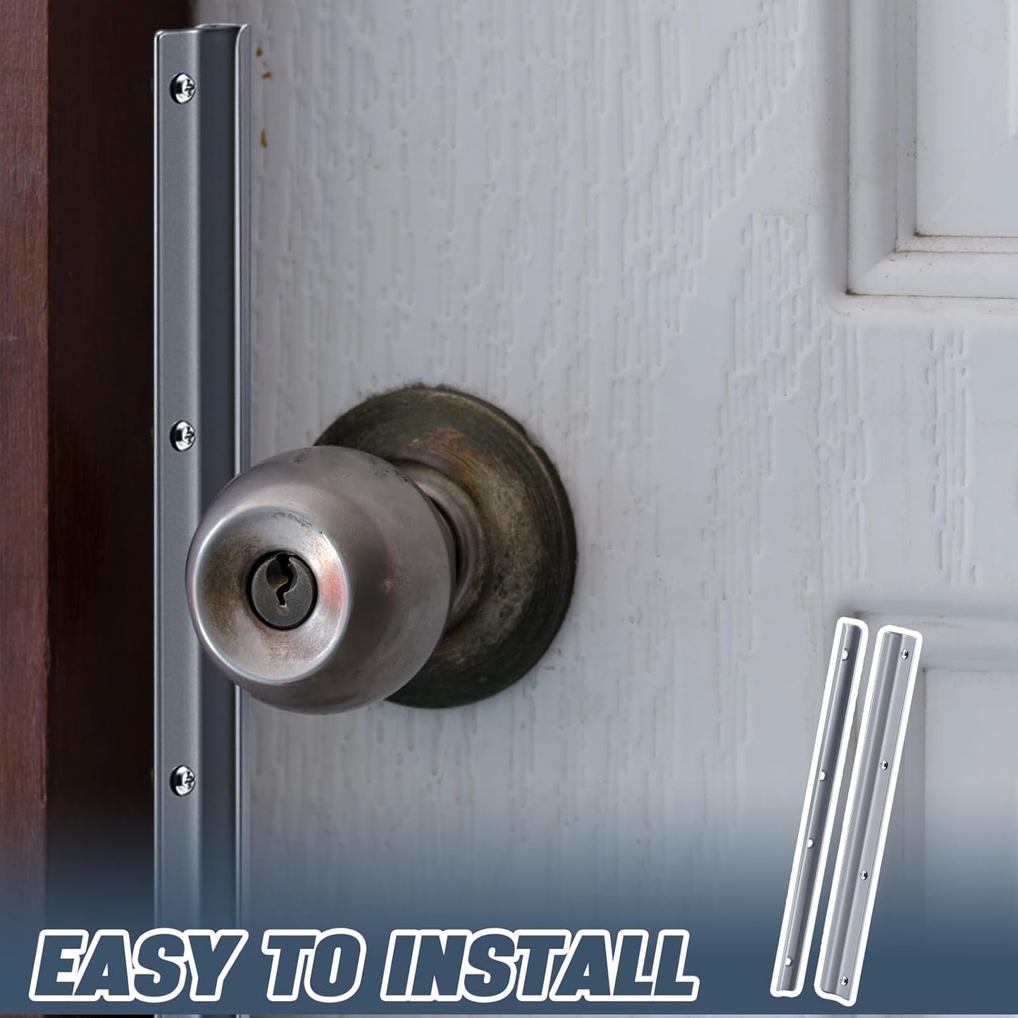 Set of 2 12 Inch Steel Door Latch Guard Plates - Gray Painted Shield for Swing-in Doors - Easy Installation for Enhanced Security Strike Protection