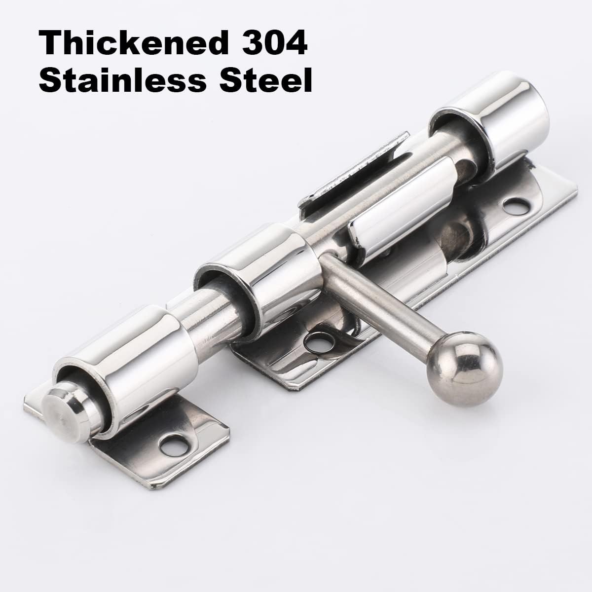 Set of 2 4" Barrel Bolt Door Latch with Padlock Hole, Heavy Duty Stainless Steel Slide Lock - Polished Finish