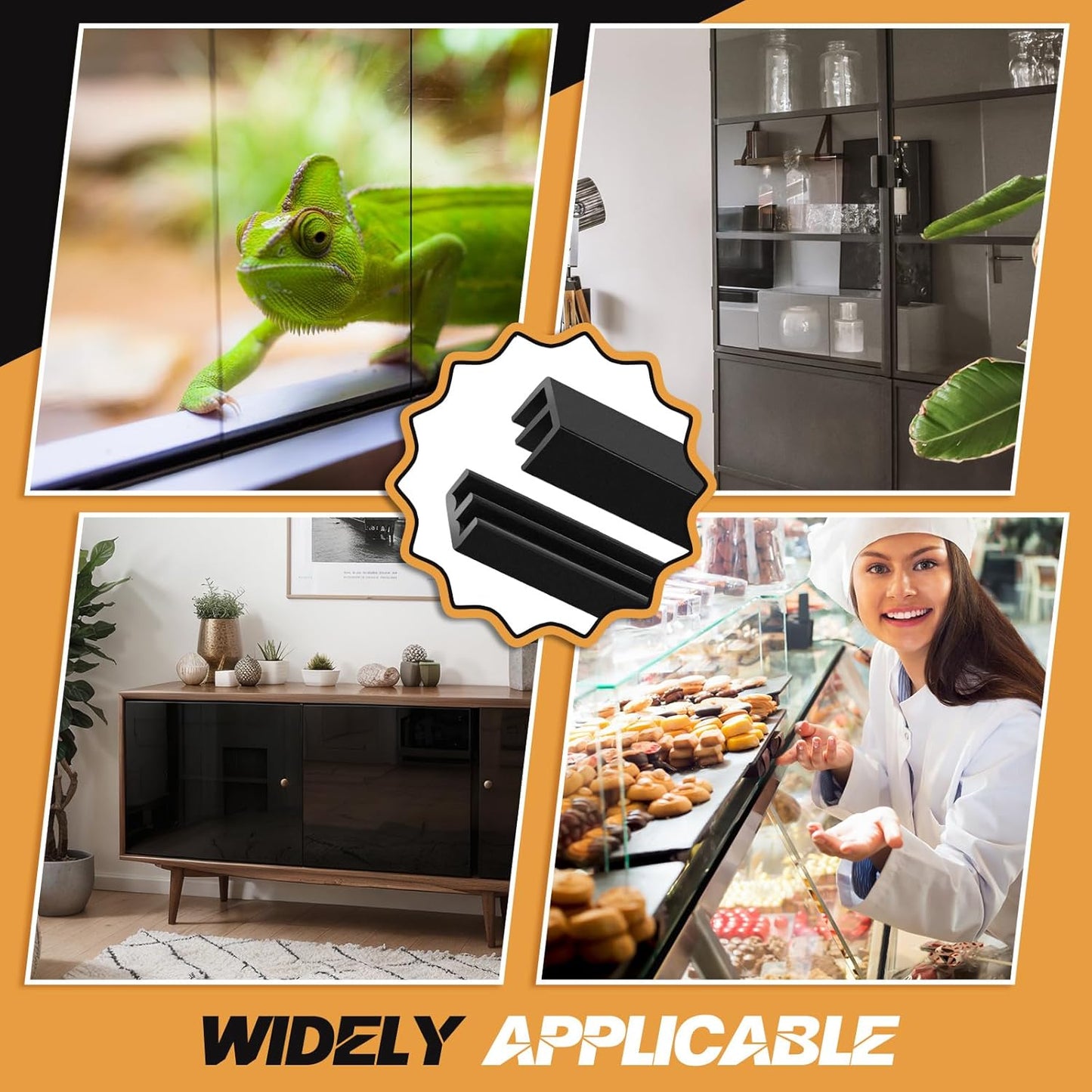 Set of 2 4FT Sliding Door Tracks for 1/8" Thick Panels - Black Plastic Cabinet Window Closet Glass Doors Sliding Track