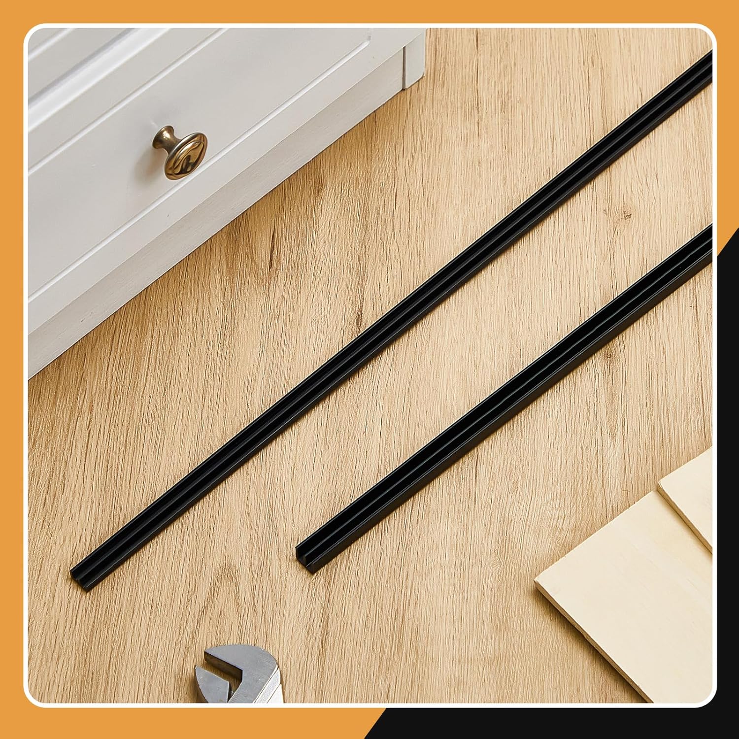 Set of 2 4FT Sliding Door Tracks for 1/8" Thick Panels - Black Plastic Cabinet Window Closet Glass Doors Sliding Track
