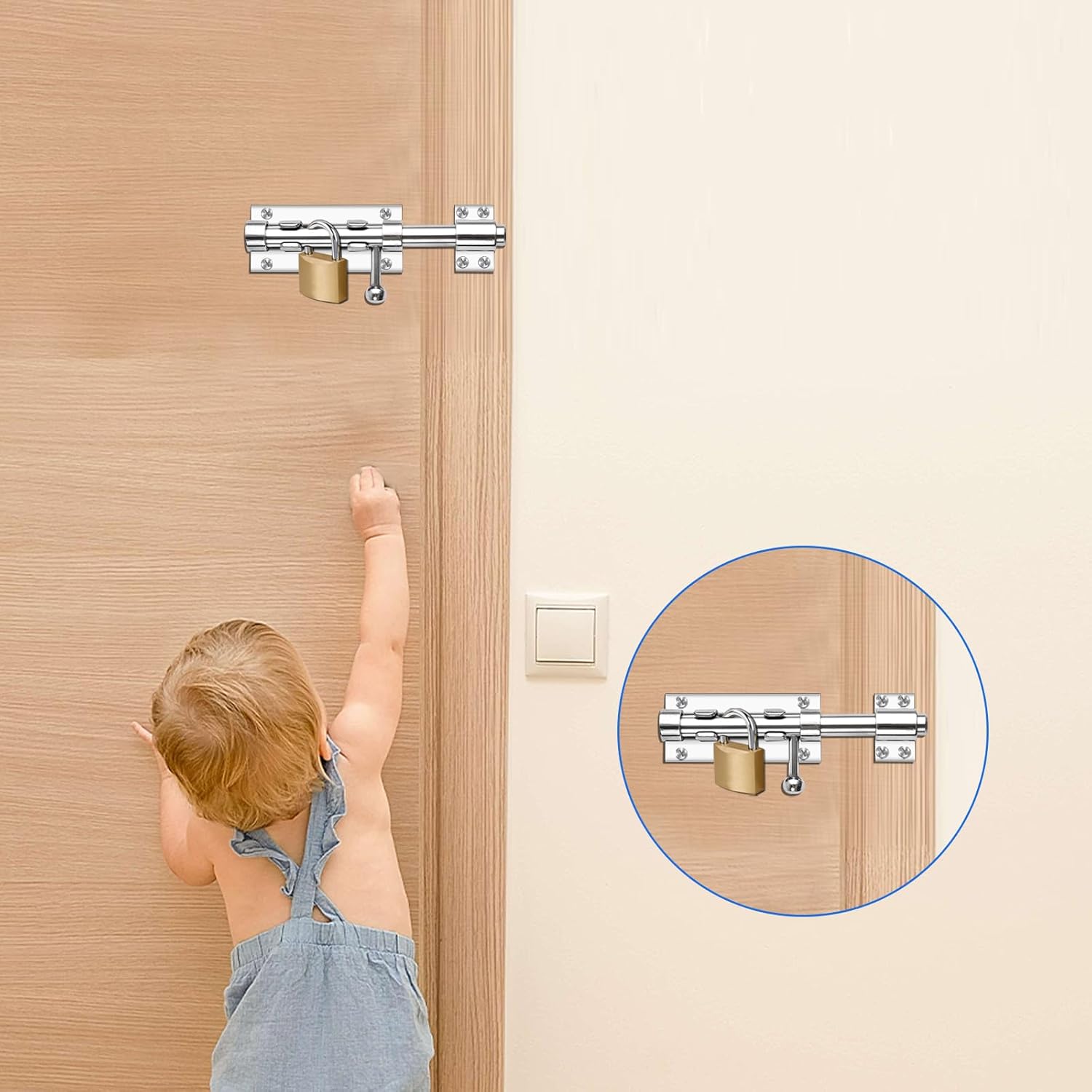 Set of 2 6.3inch Heavy Duty Sliding Bolt Gate Latches with Padlock Hole - 304 Stainless Steel Solid Locks for Yard, Trailer, Fence, Shed, Garages