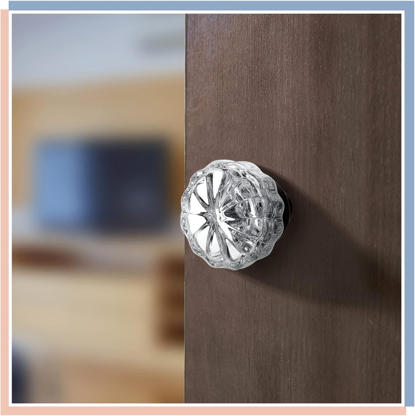 Set of 2 Antique Bronze Fluted Crystal Glass Door Knobs with Spindle - Mortise Style for Home Interior