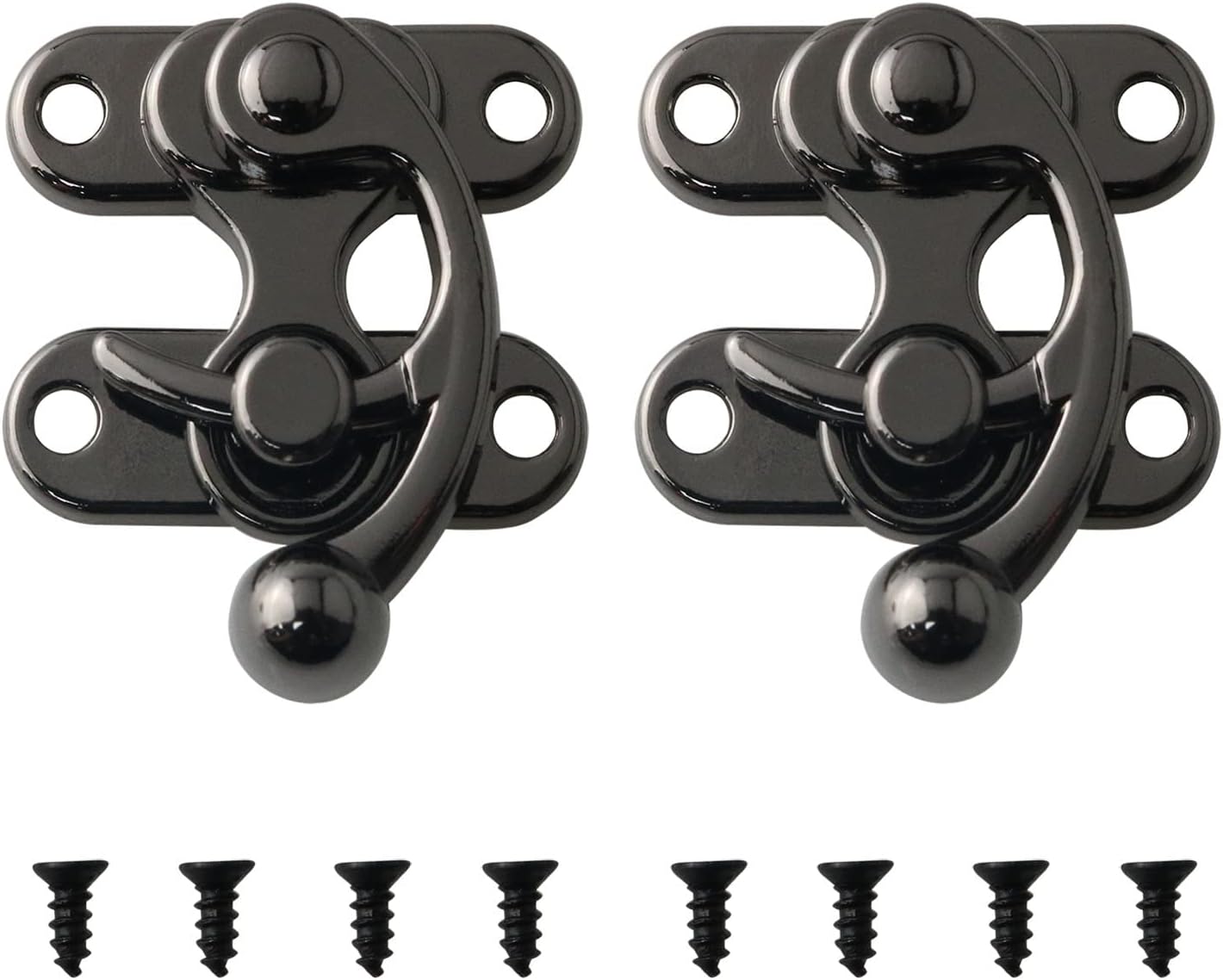 Set of 2 Antique Gun Black Zinc Alloy Decorative Latch Clasps with Mounting Screws - Ideal for Jewelry Chests, Wine Boxes, and Wooden Cases