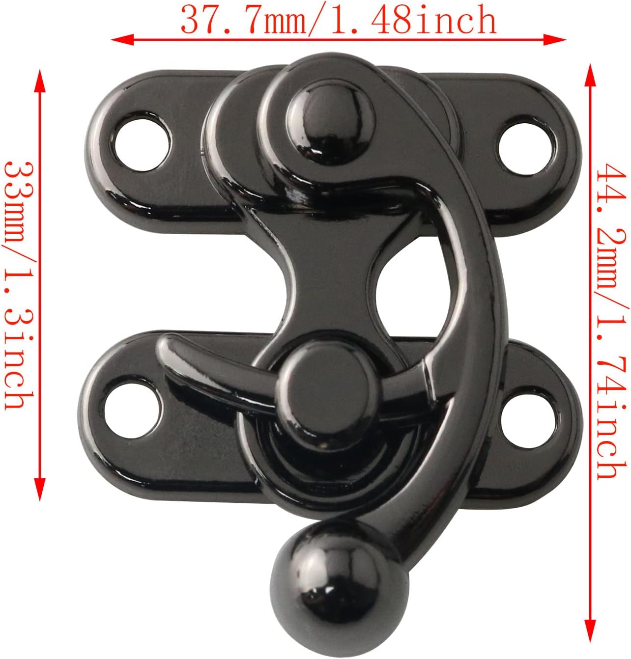 Set of 2 Antique Gun Black Zinc Alloy Decorative Latch Clasps with Mounting Screws - Ideal for Jewelry Chests, Wine Boxes, and Wooden Cases