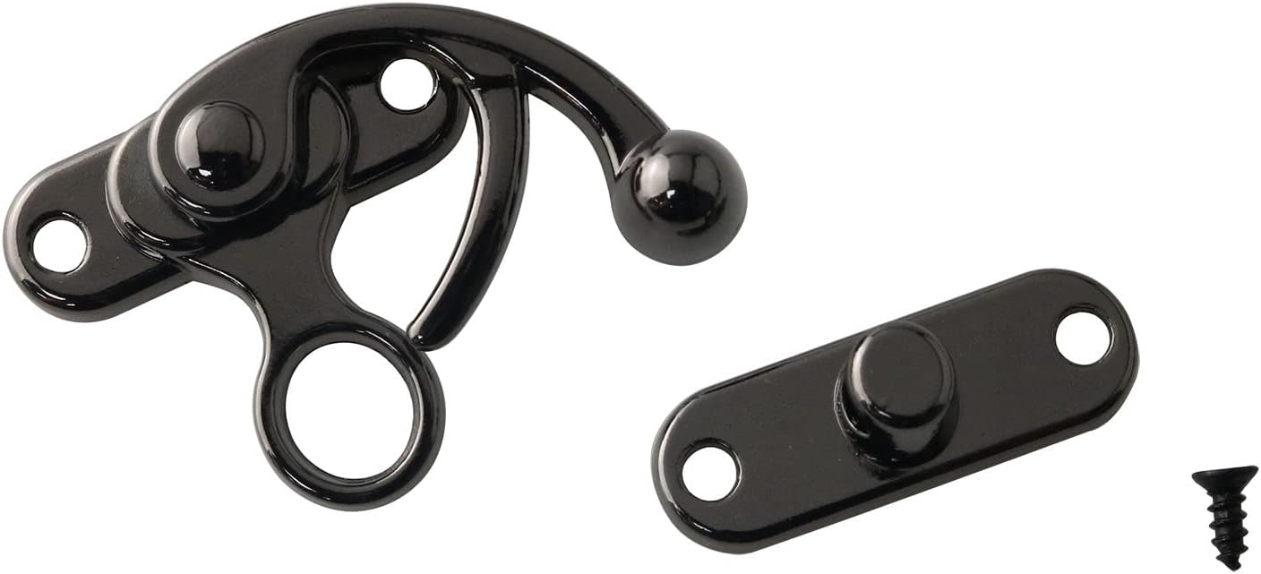 Set of 2 Antique Gun Black Zinc Alloy Decorative Latch Clasps with Mounting Screws - Ideal for Jewelry Chests, Wine Boxes, and Wooden Cases