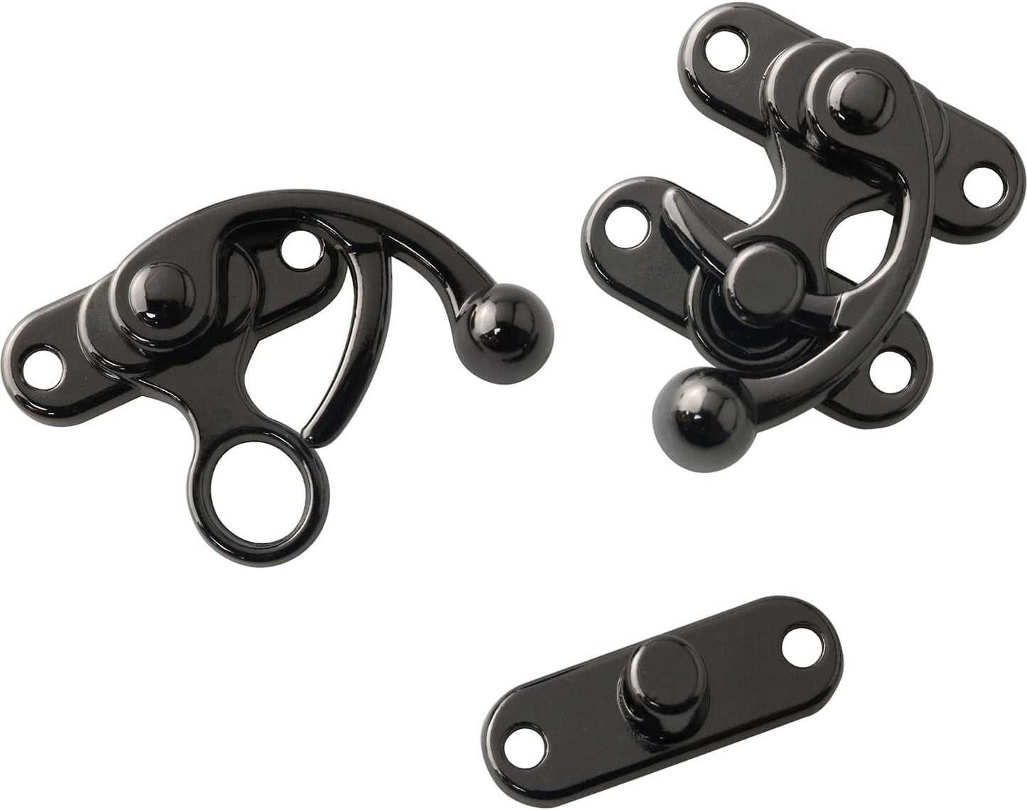 Set of 2 Antique Gun Black Zinc Alloy Decorative Latch Clasps with Mounting Screws - Ideal for Jewelry Chests, Wine Boxes, and Wooden Cases