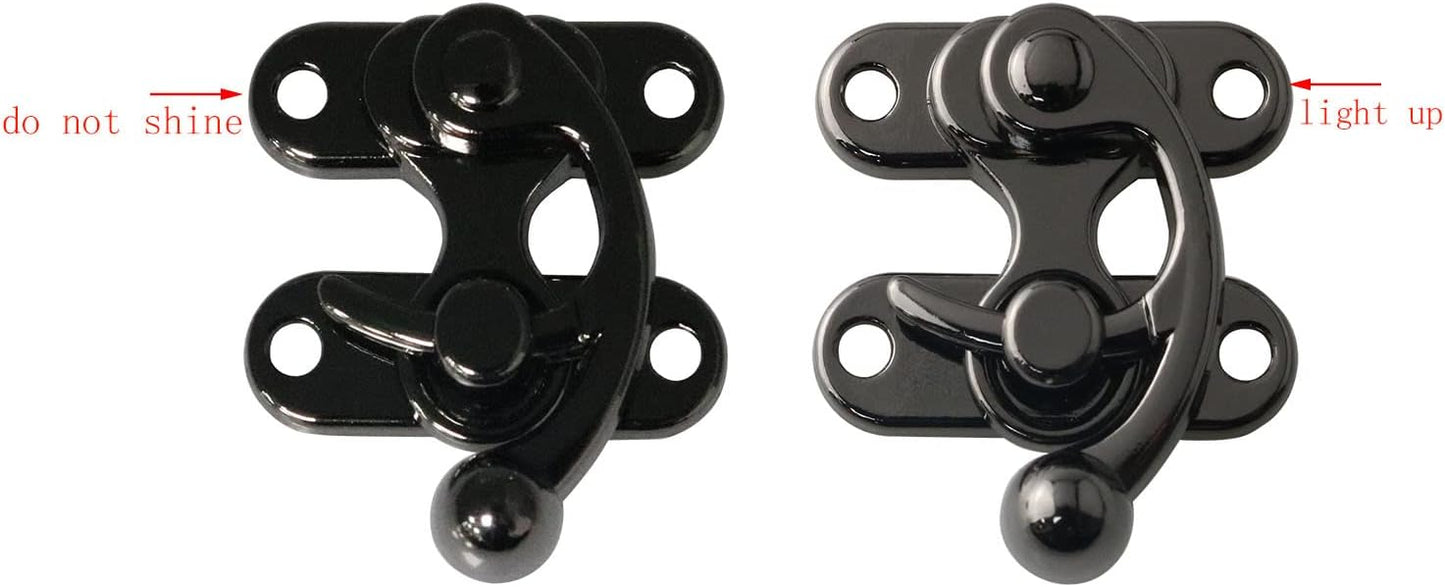 Set of 2 Antique Gun Black Zinc Alloy Decorative Latch Clasps with Mounting Screws - Ideal for Jewelry Chests, Wine Boxes, and Wooden Cases