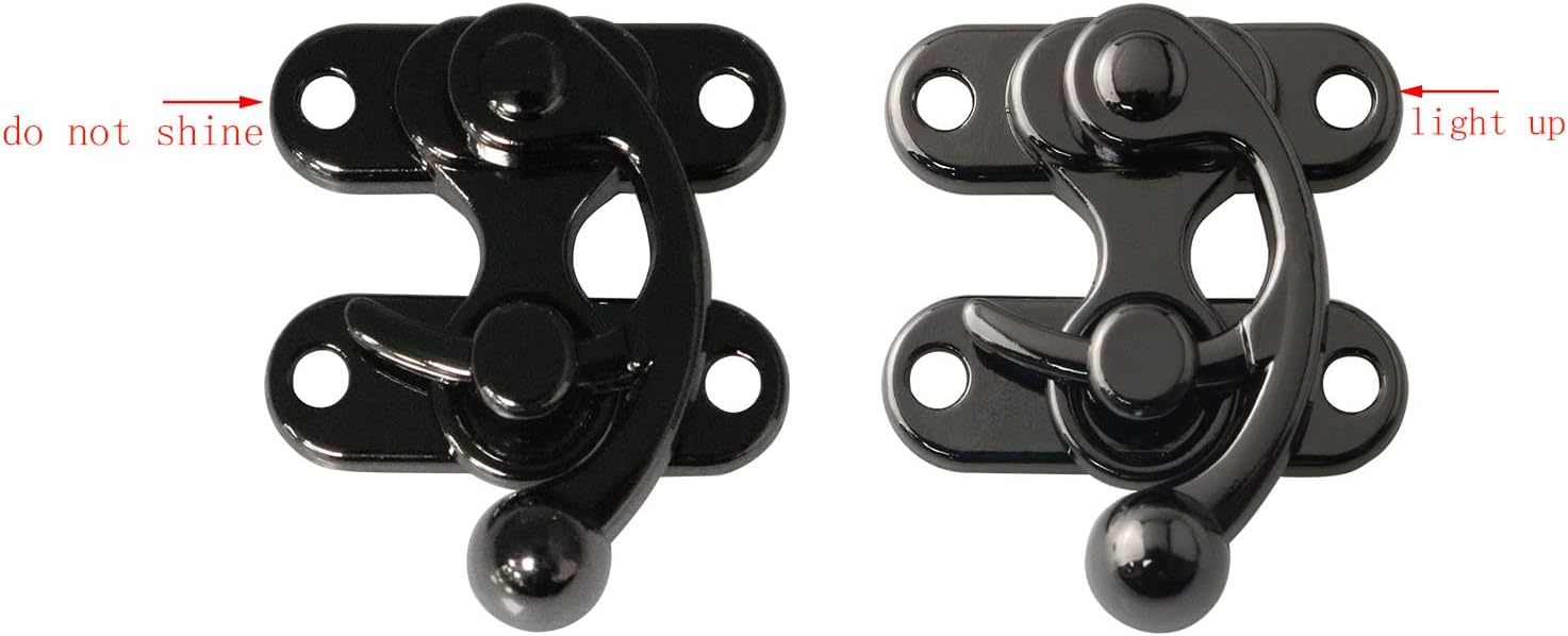 Set of 2 Antique Gun Black Zinc Alloy Decorative Latch Clasps with Mounting Screws - Ideal for Jewelry Chests, Wine Boxes, and Wooden Cases