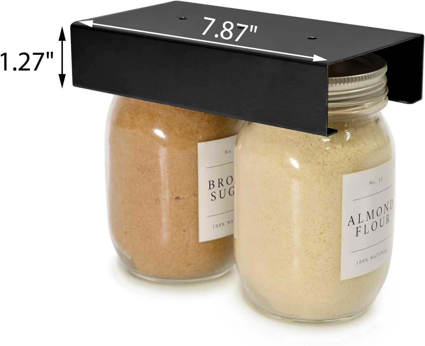 Set of 2 Art Secret Mason Jar Holders for Kitchen Pantry - Storage Rack Hanger Brackets for Regular Mouth Mason Jars, Organize with Style