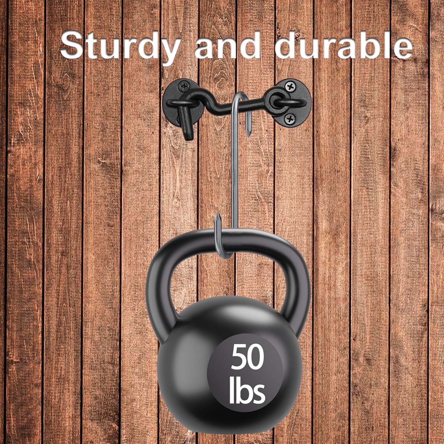 Set of 2 Black 4" Barn Door Hook and Eye Latch for Indoor/Outdoor Use