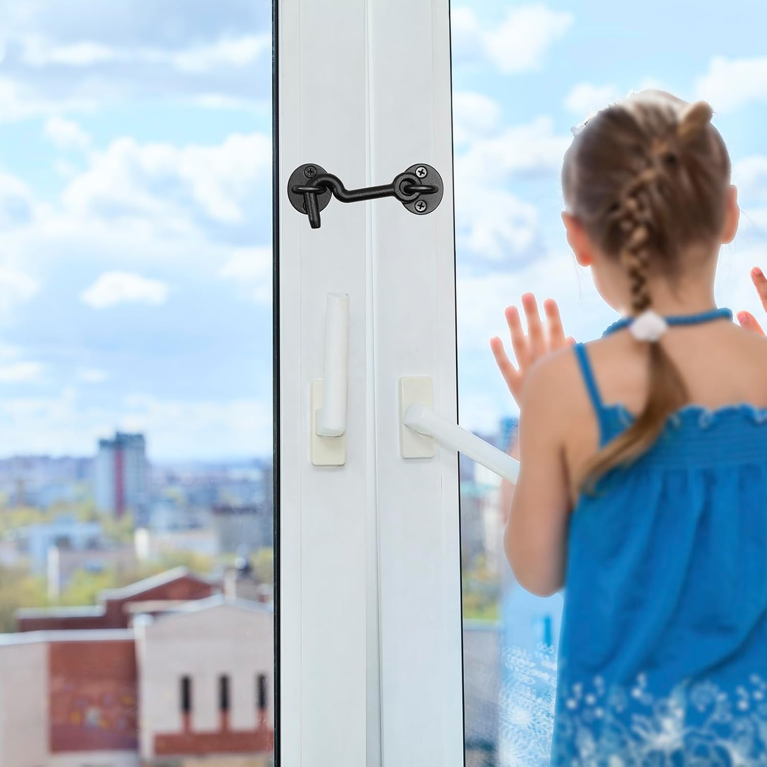 Set of 2 Black 4" Barn Door Hook and Eye Latch for Indoor/Outdoor Use