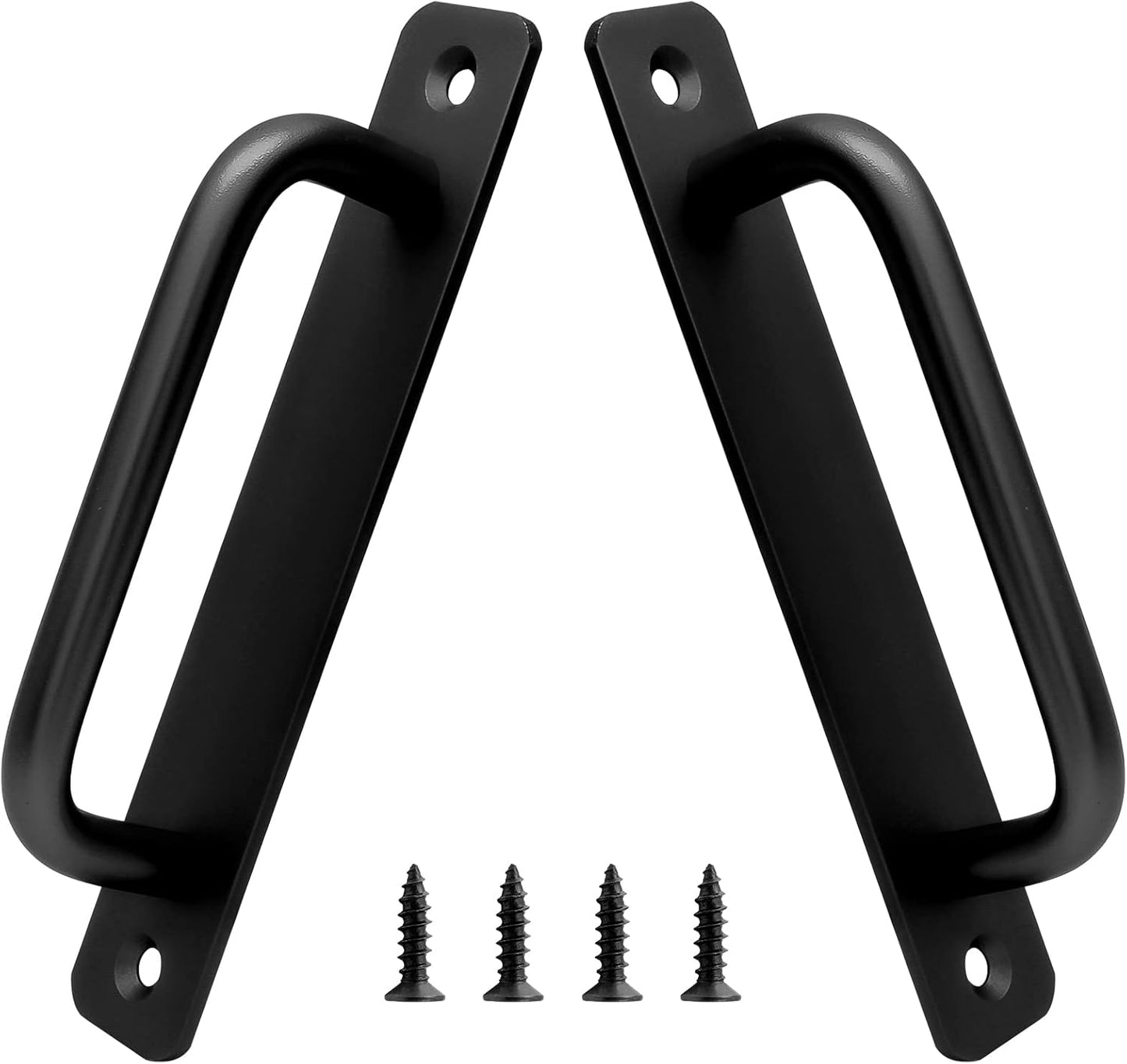 Set of 2 Black Aluminum Alloy Sliding Barn Door Handles - 5.9 Inch Long Pulls for Kitchen, Cabinet, Bathroom - 128mm Hole Center