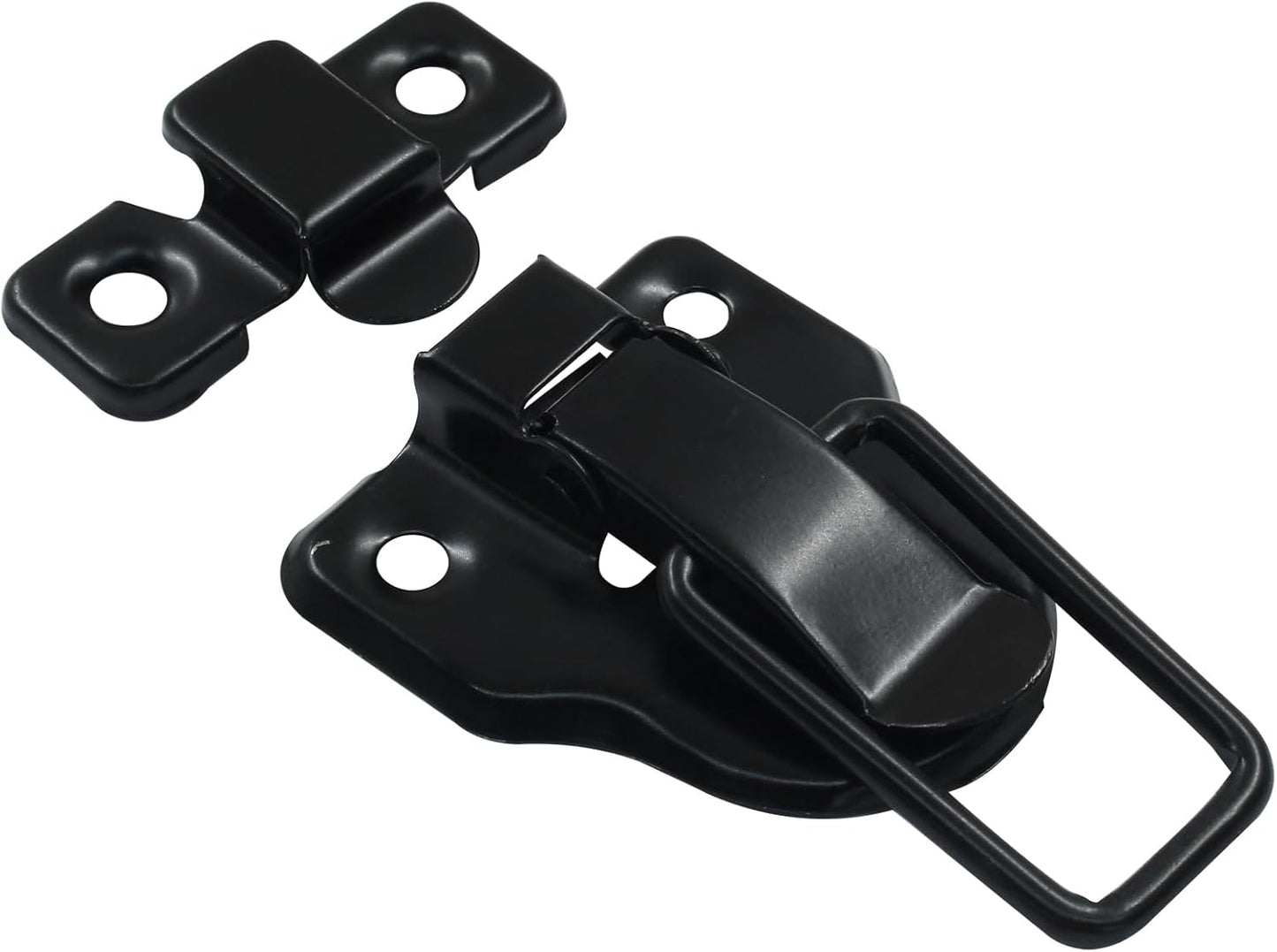 Set of 2 Black Duckbilled Hasp Clasp Latch Locks with Padlock Hole for Cabinets, Guitar Cases, Jewelry Boxes, and More