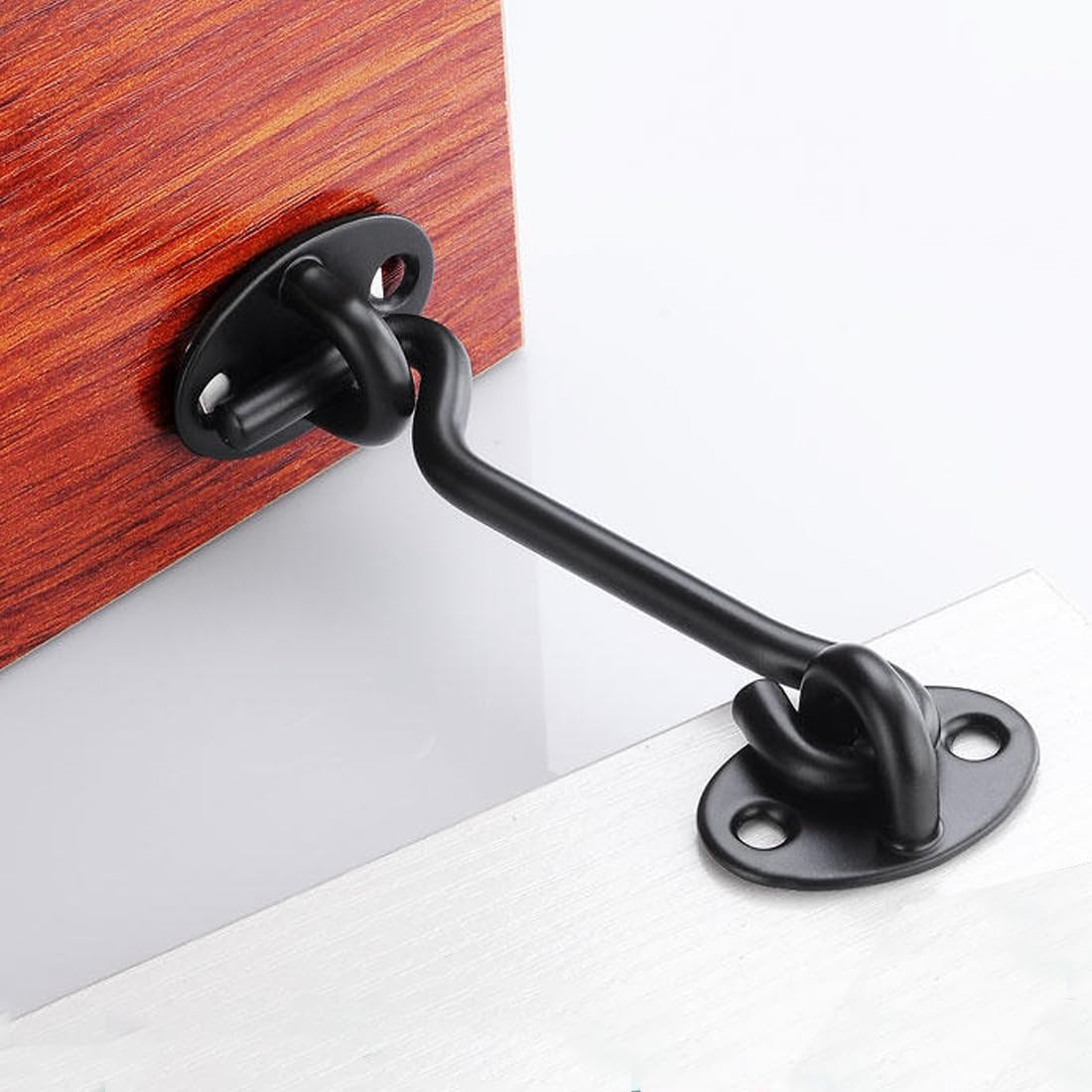 Set of 2 Black Steel Hook and Eye Latch Barn Door Locks - 3 inch for Doors