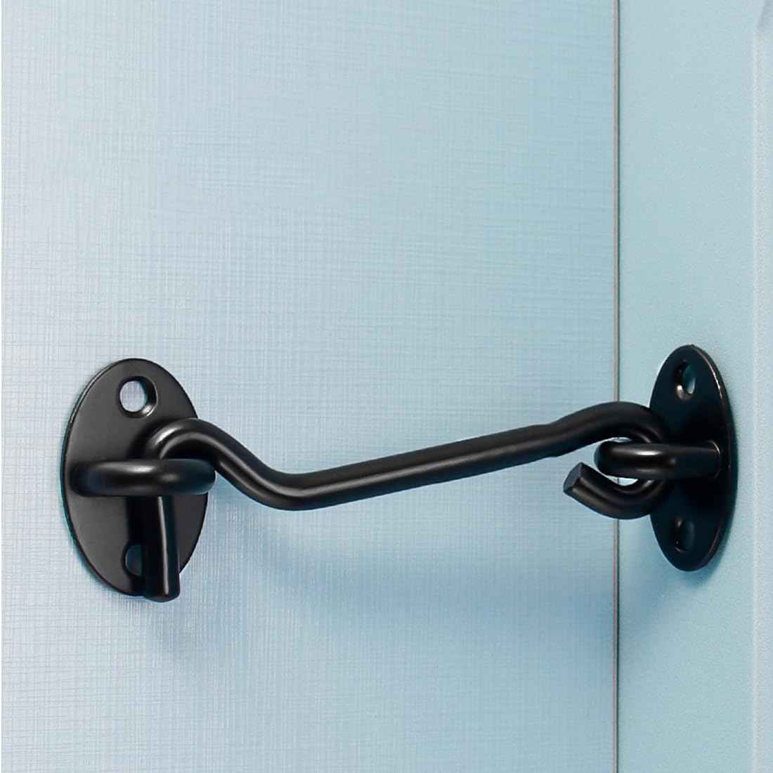 Set of 2 Black Steel Hook and Eye Latch Barn Door Locks - 3 inch for Doors