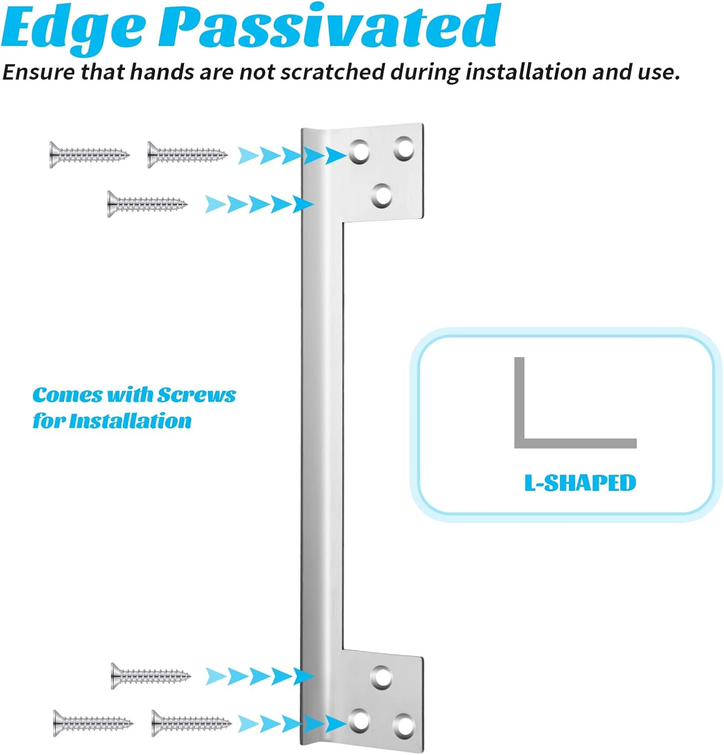 Set of 2 Blulu Outswing Door Latch Guard Plates - 11 Inch L Shaped Security Reinforcement Striker Plates for Blocking Access to Deadbolts