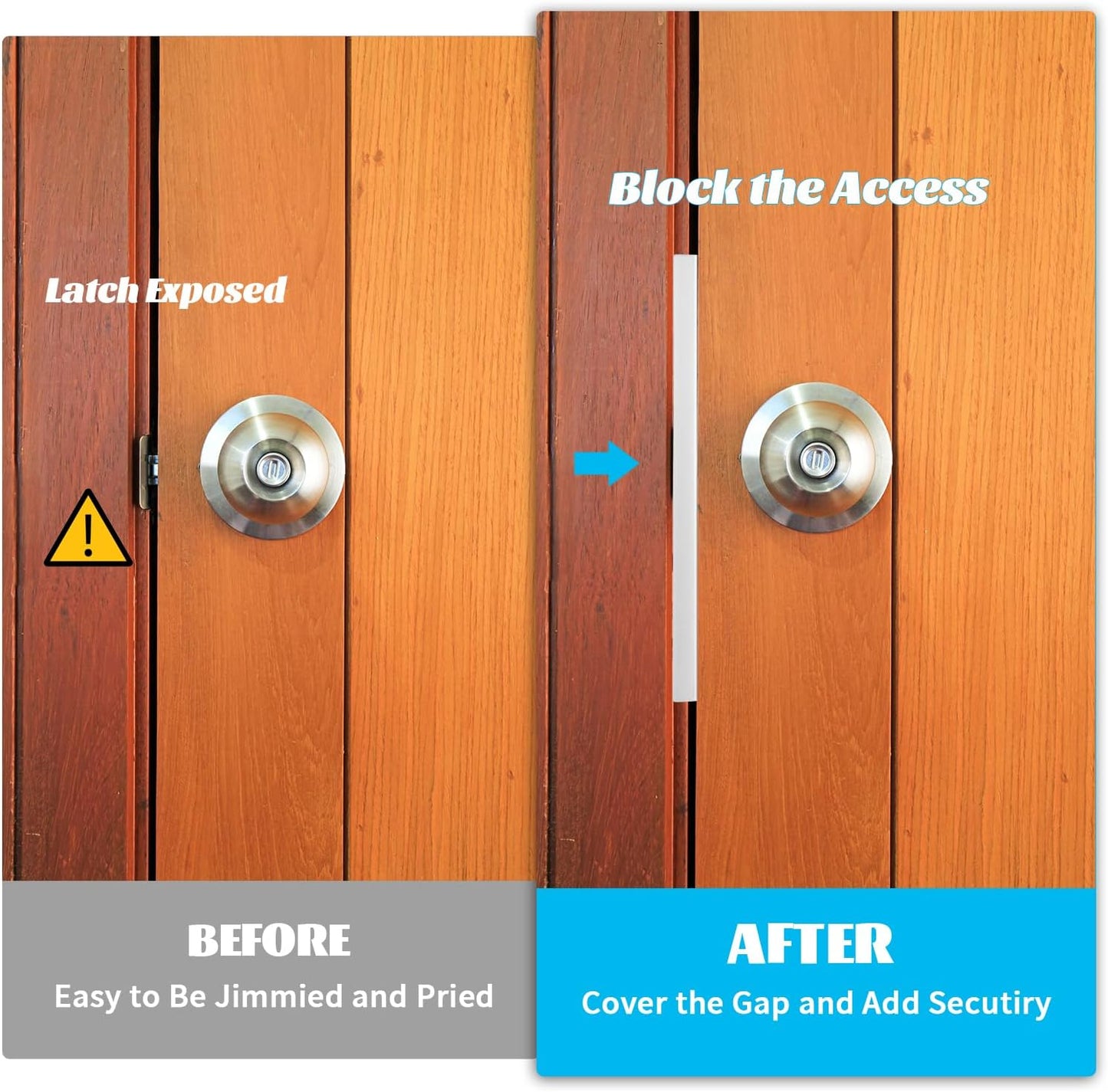 Set of 2 Blulu Outswing Door Latch Guard Plates - 11 Inch L Shaped Security Reinforcement Striker Plates for Blocking Access to Deadbolts