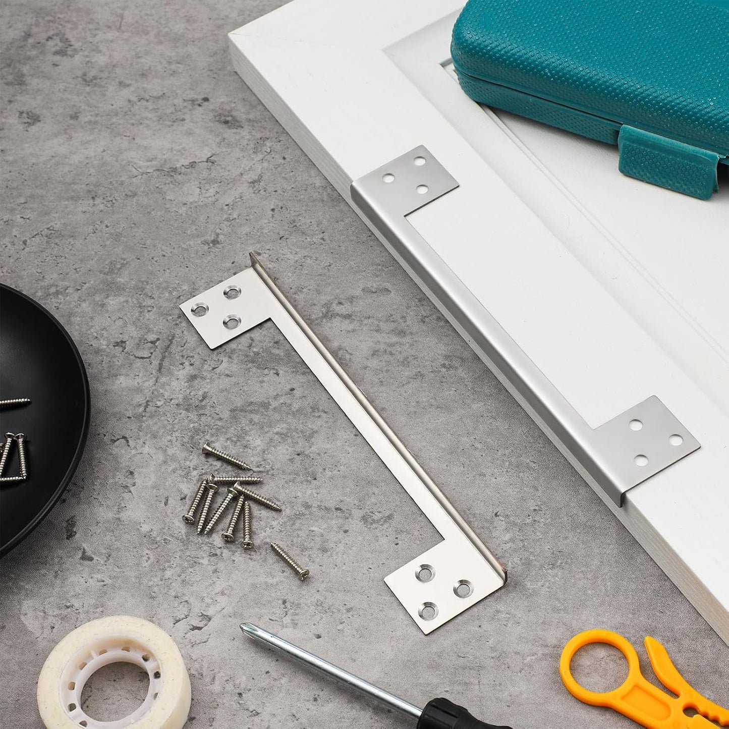 Set of 2 Blulu Outswing Door Latch Guard Plates - 11 Inch L Shaped Security Reinforcement Striker Plates for Blocking Access to Deadbolts