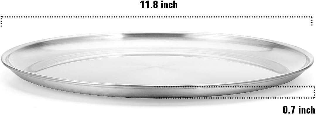 Set of 2 Deedro 12-Inch Stainless Steel Pizza Baking Pans - Round Oven Tray for Healthy Pizza Cooking