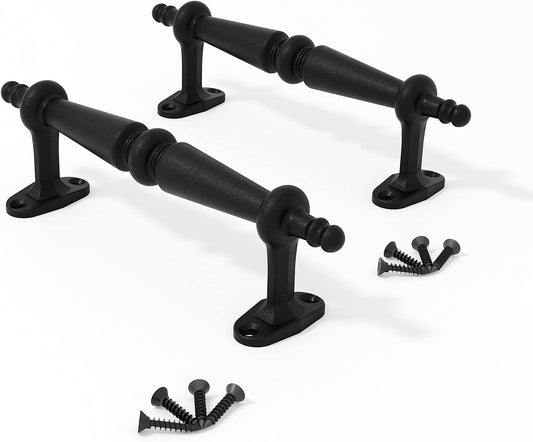 Set of 2 Easy-to-Install 9" Rustic Black Cast Iron Barn Door Pull Handles by EaseLife