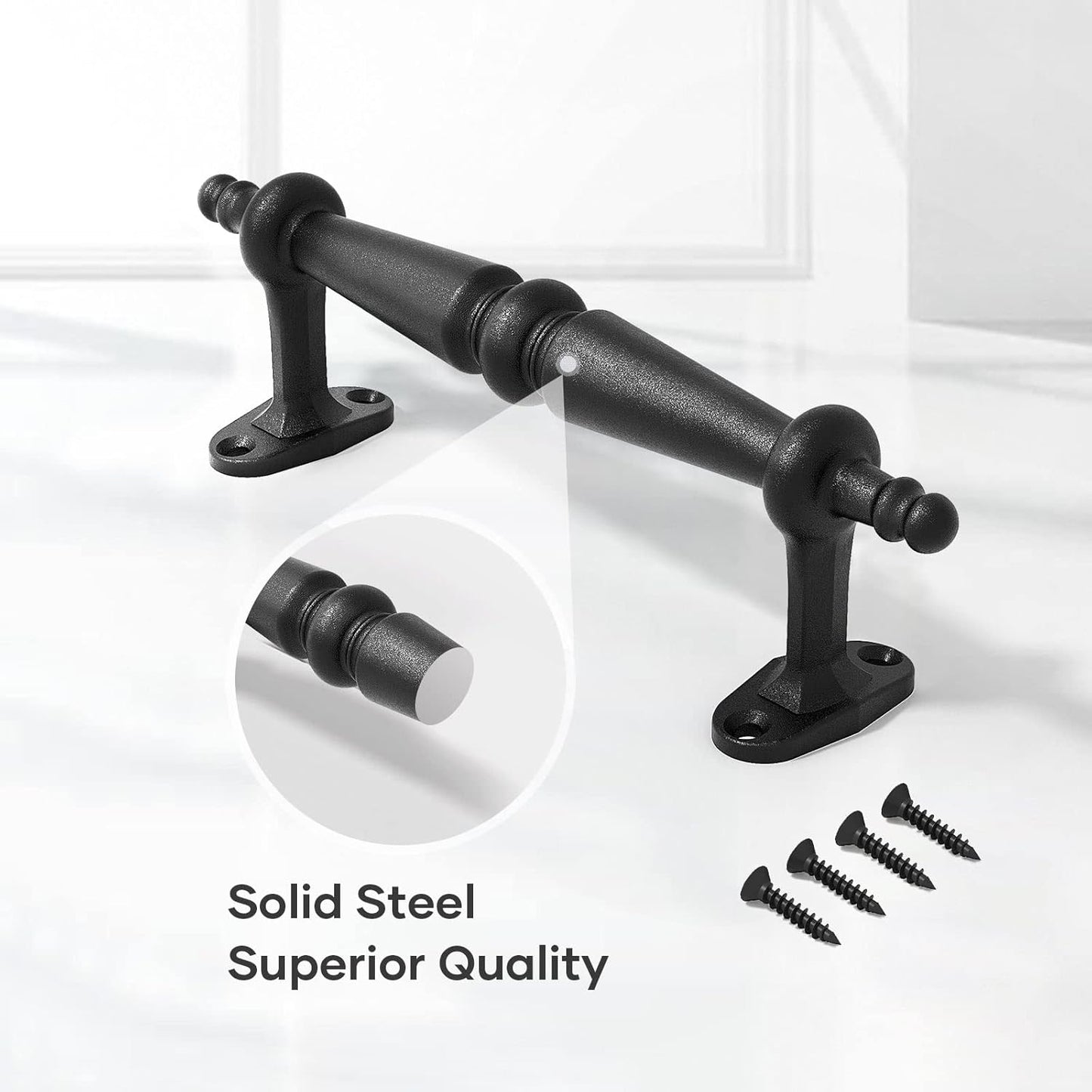 Set of 2 Easy-to-Install 9" Rustic Black Cast Iron Barn Door Pull Handles by EaseLife