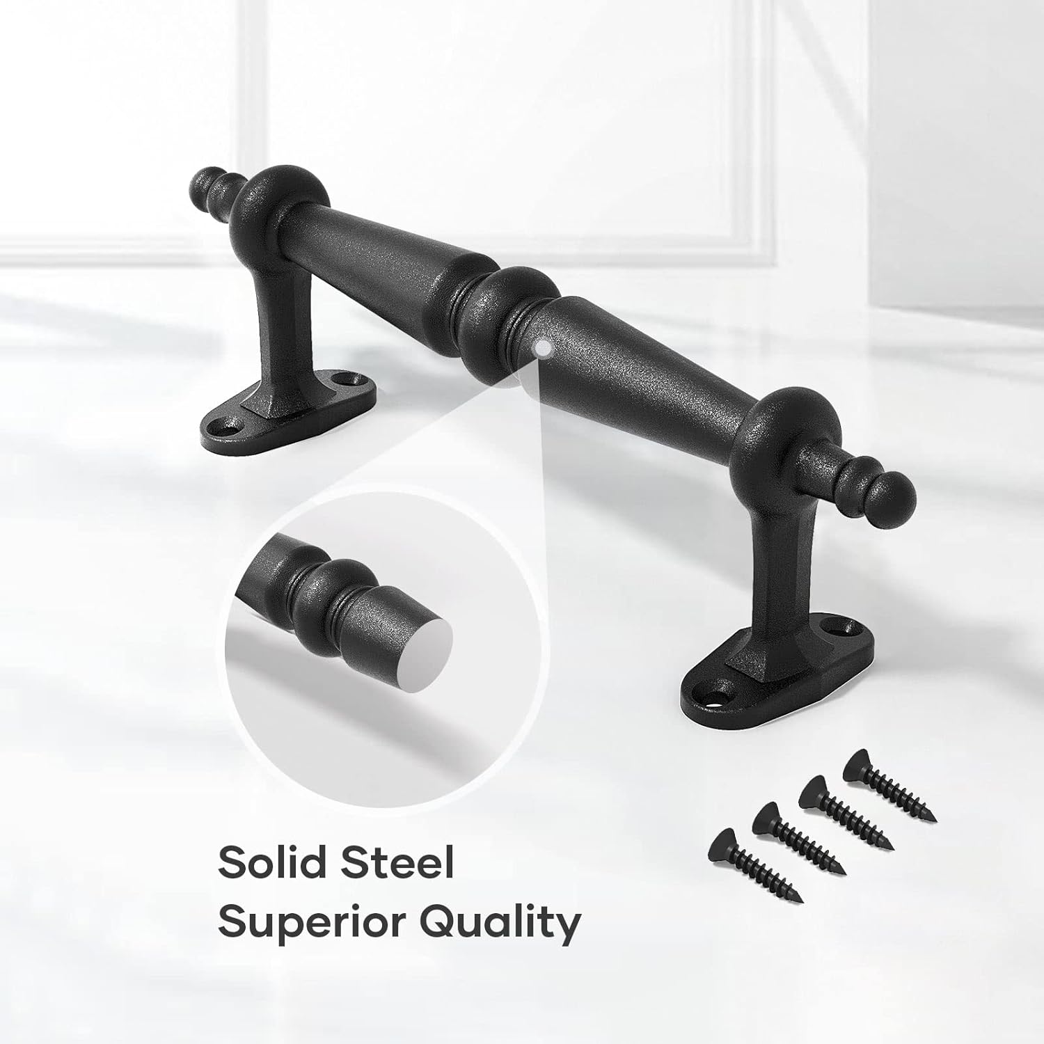 Set of 2 Easy-to-Install 9" Rustic Black Cast Iron Barn Door Pull Handles by EaseLife