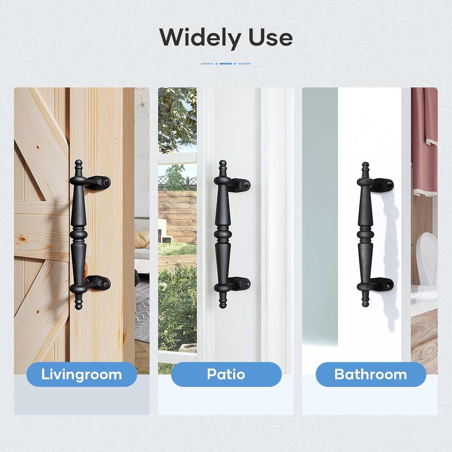 Set of 2 Easy-to-Install 9" Rustic Black Cast Iron Barn Door Pull Handles by EaseLife