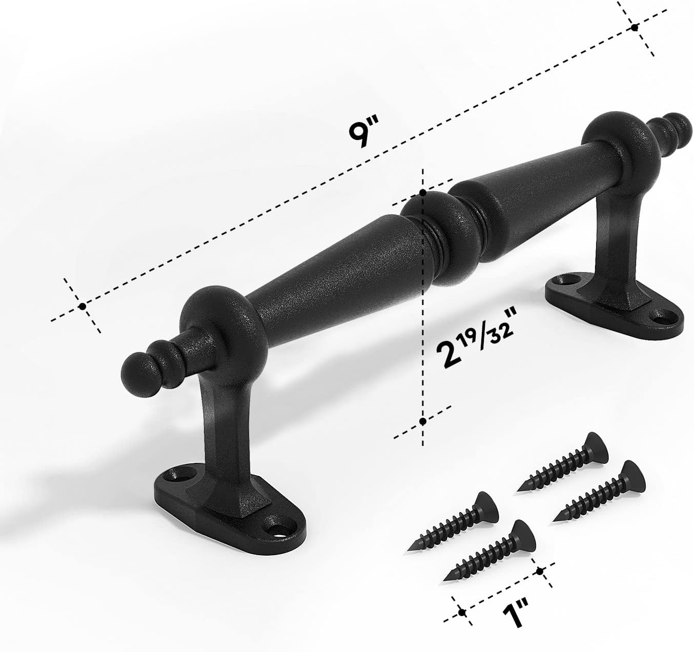 Set of 2 Easy-to-Install 9" Rustic Black Cast Iron Barn Door Pull Handles by EaseLife