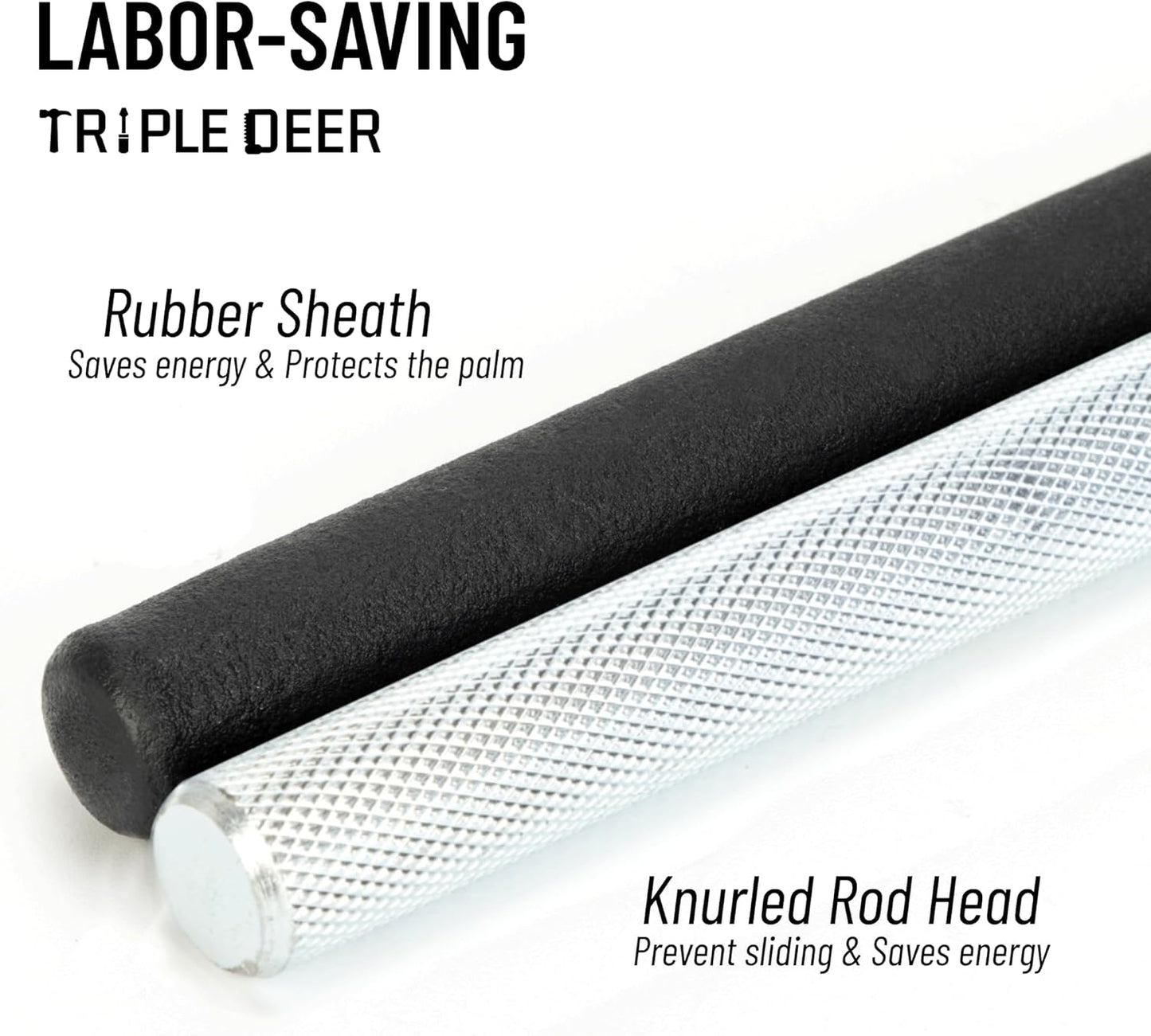 Set of 2 Garage Torsion Spring Winding Rods with Non-Slip Rubber Handle and Gloves - Zinc Steel Bars for Adjusting Door Tension Springs