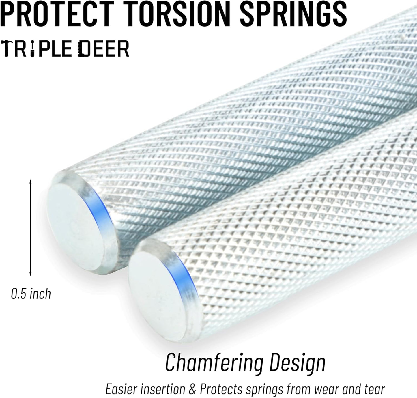 Set of 2 Garage Torsion Spring Winding Rods with Non-Slip Rubber Handle and Gloves - Zinc Steel Bars for Adjusting Door Tension Springs