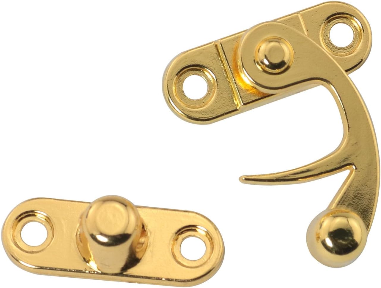 Set of 2 Gold Antique Padlock Hasp Hooks for Jewelry Box, Cabinet, Toolbox, and Suitcase