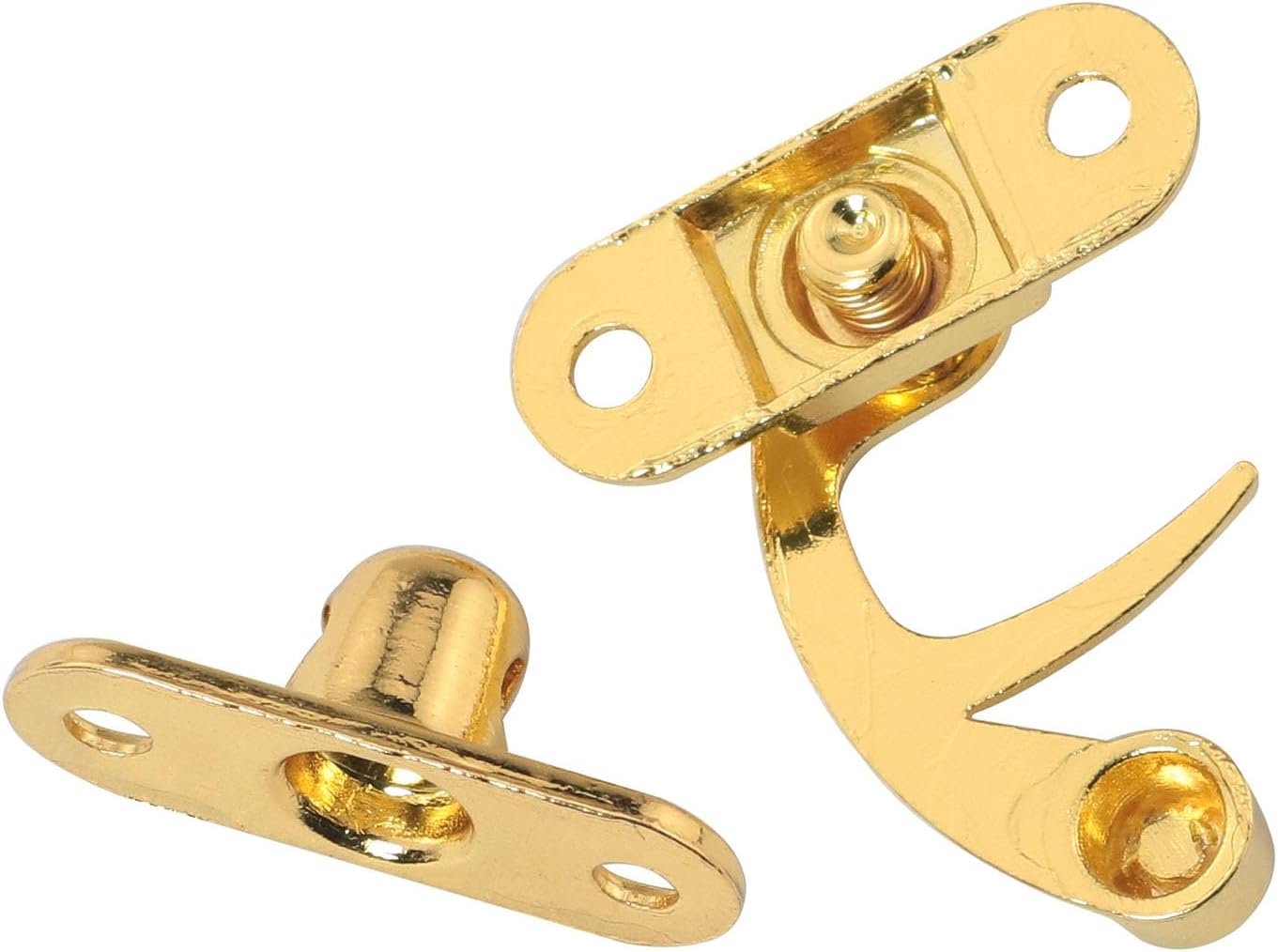 Set of 2 Gold Antique Padlock Hasp Hooks for Jewelry Box, Cabinet, Toolbox, and Suitcase