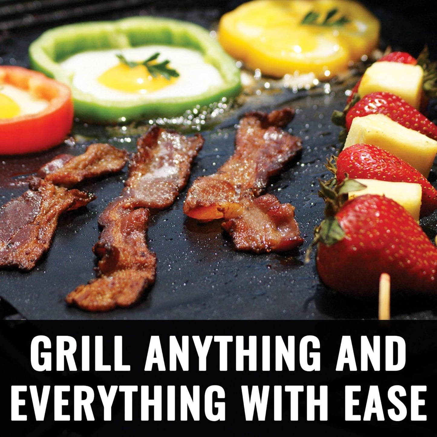 Set of 2 Grillaholics BBQ Grill Mats - Heavy Duty Non Stick Grilling Sheets with 600 Degree Max Temperature - Lifetime Warranty included
