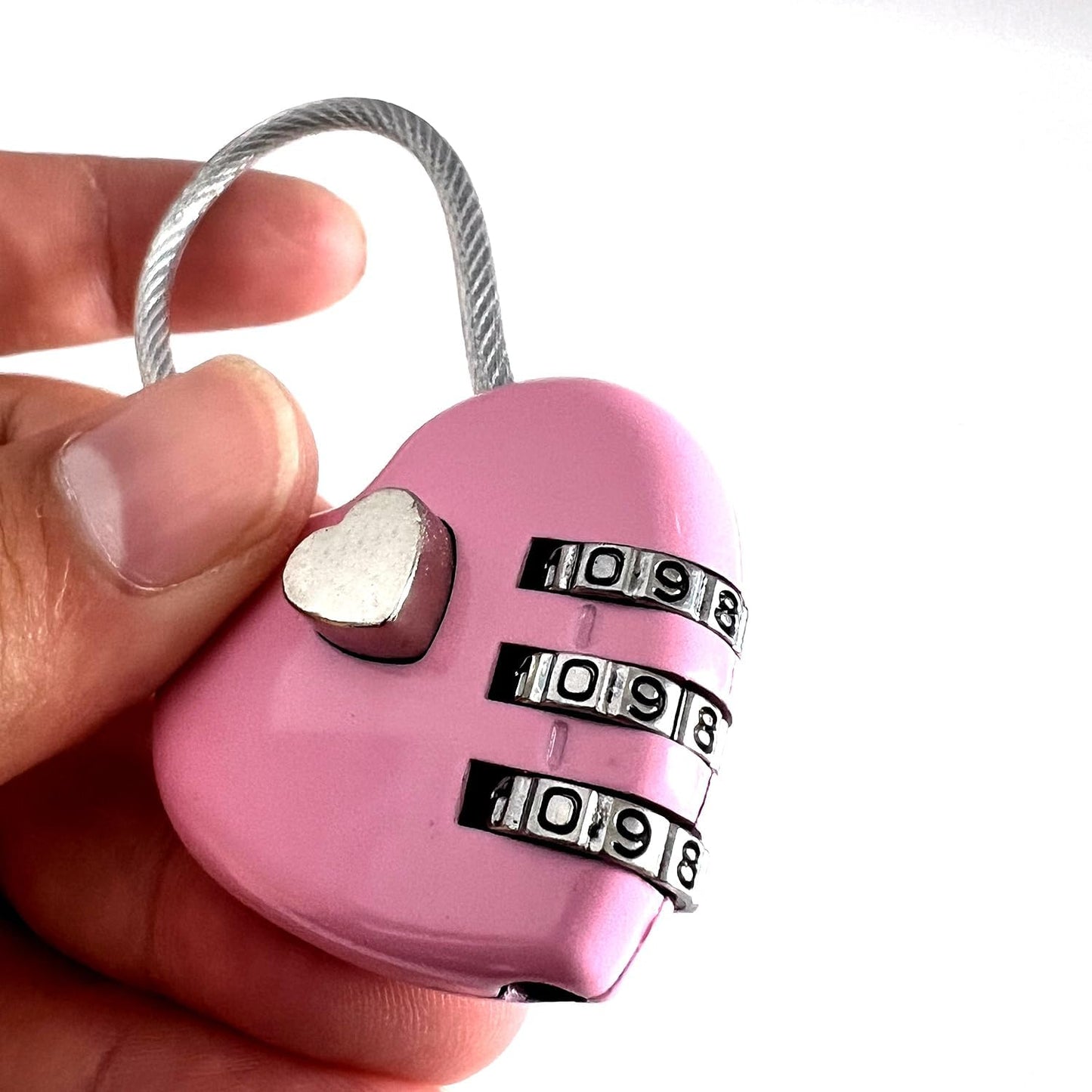 Set of 2 Heart Combination Locks with Wire Rope for Backpacks, Suitcases, and Lockers - Waterproof Mini Padlocks in Blue & Pink