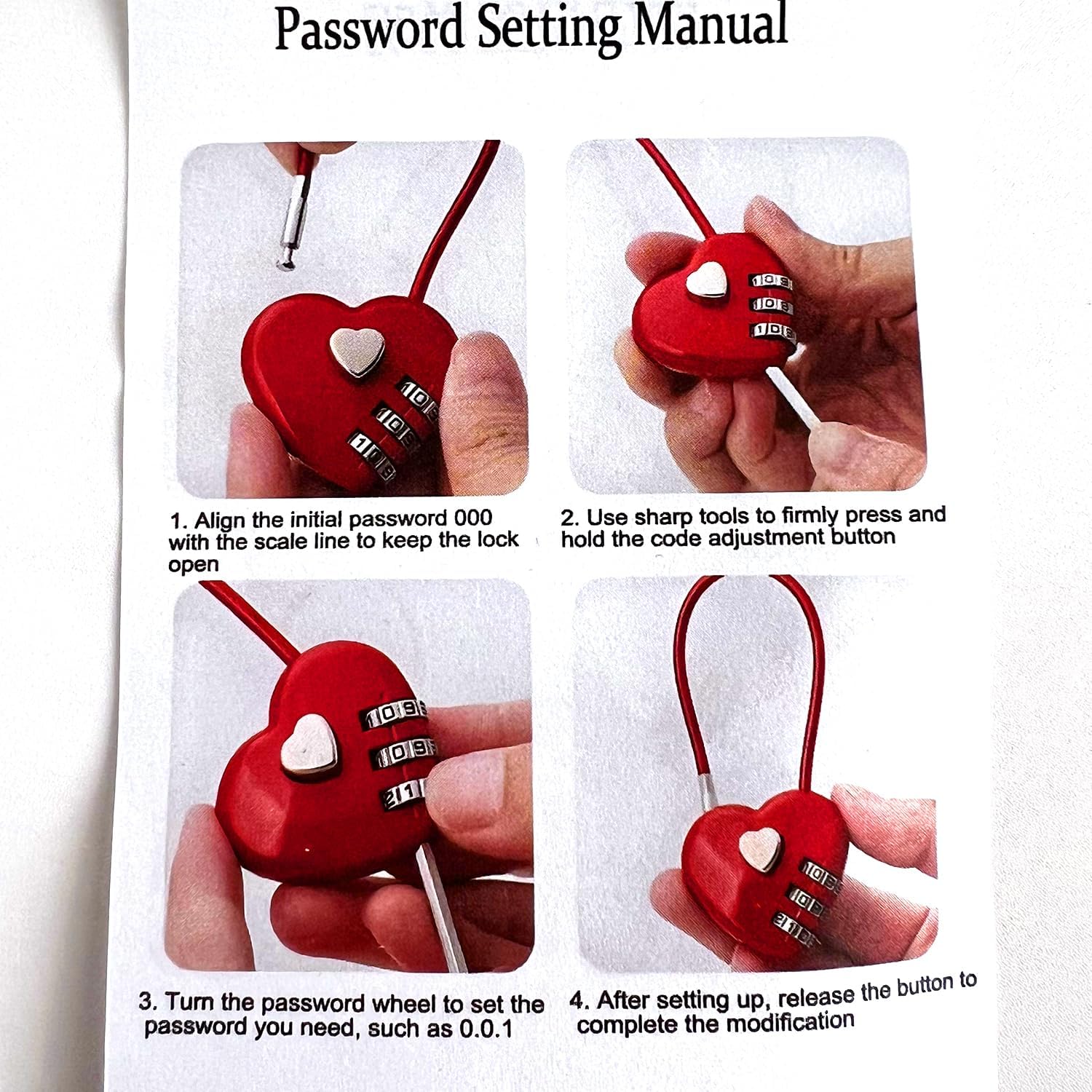 Set of 2 Heart Combination Locks with Wire Rope for Backpacks, Suitcases, and Lockers - Waterproof Mini Padlocks in Blue & Pink