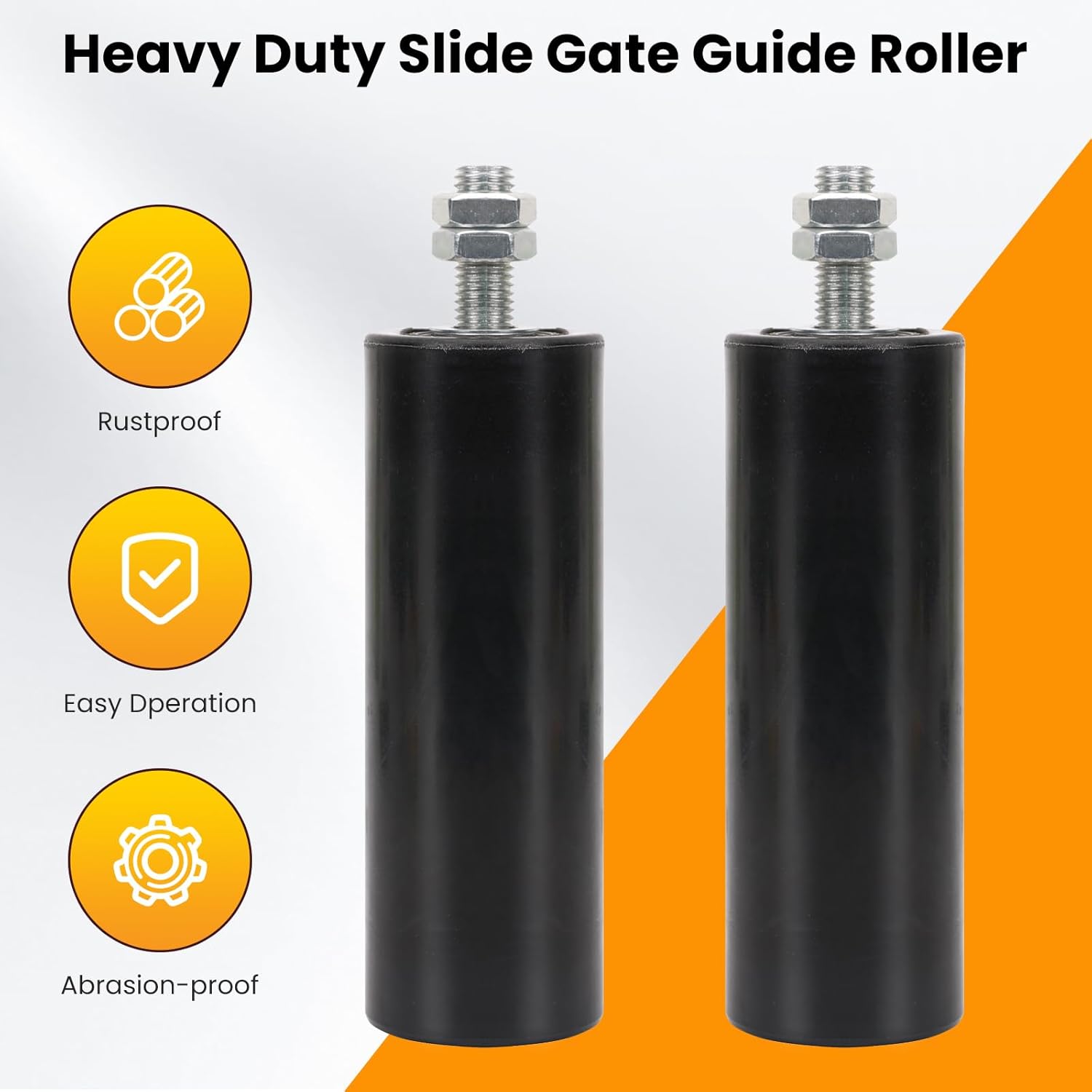 Set of 2 Heavy Duty 6" Universal Sliding Gate Rollers with Hardware Kit for Smooth Operation