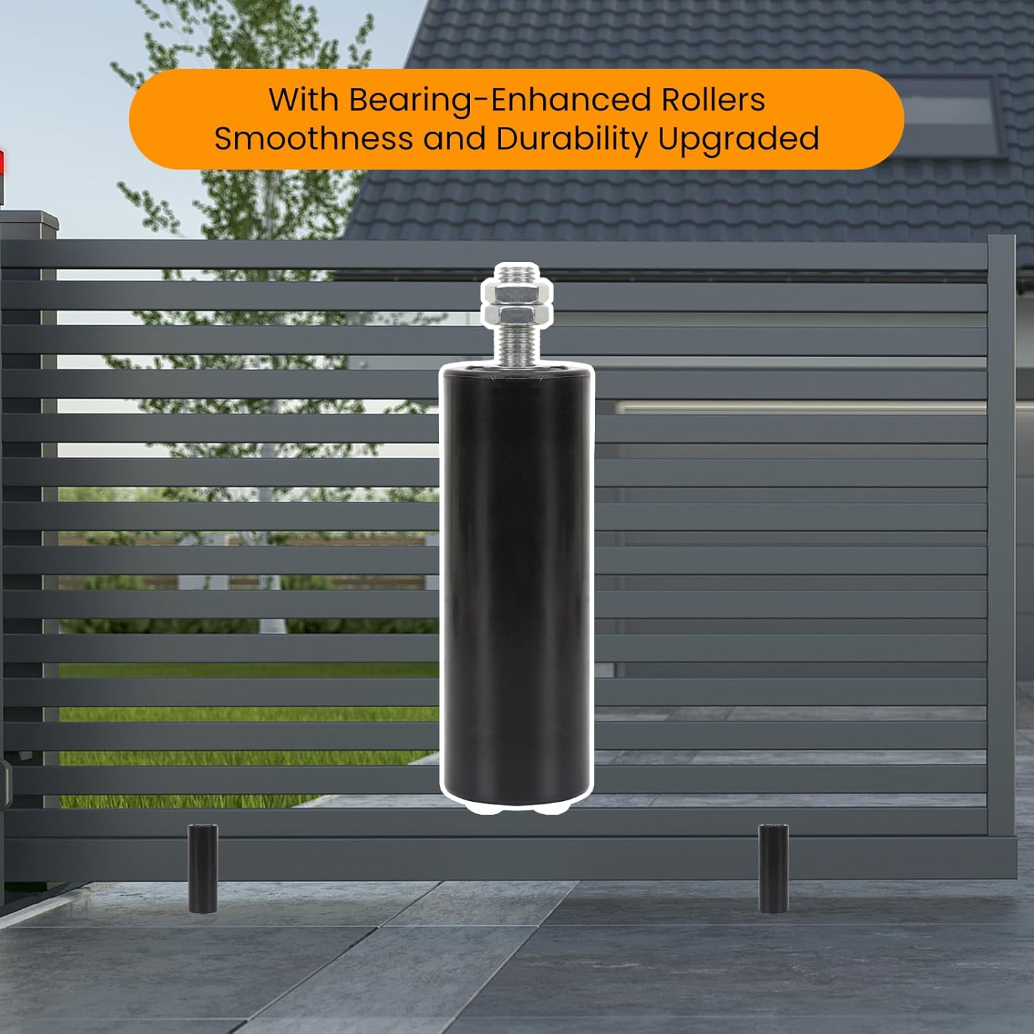 Set of 2 Heavy Duty 6" Universal Sliding Gate Rollers with Hardware Kit for Smooth Operation