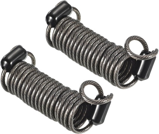 Set of 2 Heavy-Duty Black Coated Steel Security Cables with Double Loop | Ideal for Luggage, Bicycles, Doors | 2.5mmx1m