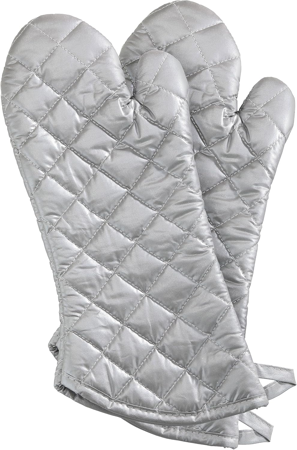 Set of 2 Interwoven Cloth/Silicone Oven Mitts by New Star Foodservice - Heat Resistant up to 400F, 15-Inch