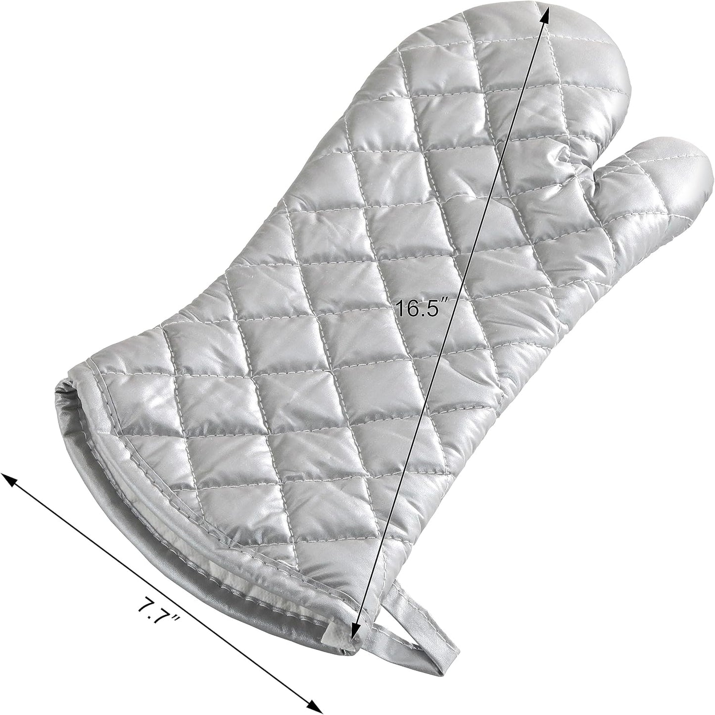 Set of 2 Interwoven Cloth/Silicone Oven Mitts by New Star Foodservice - Heat Resistant up to 400F, 15-Inch